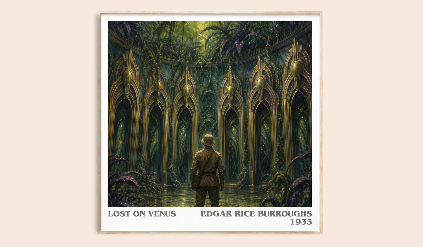 Lost On Venus literary book poster by Edgar Rice Burroughs – framed literary art print