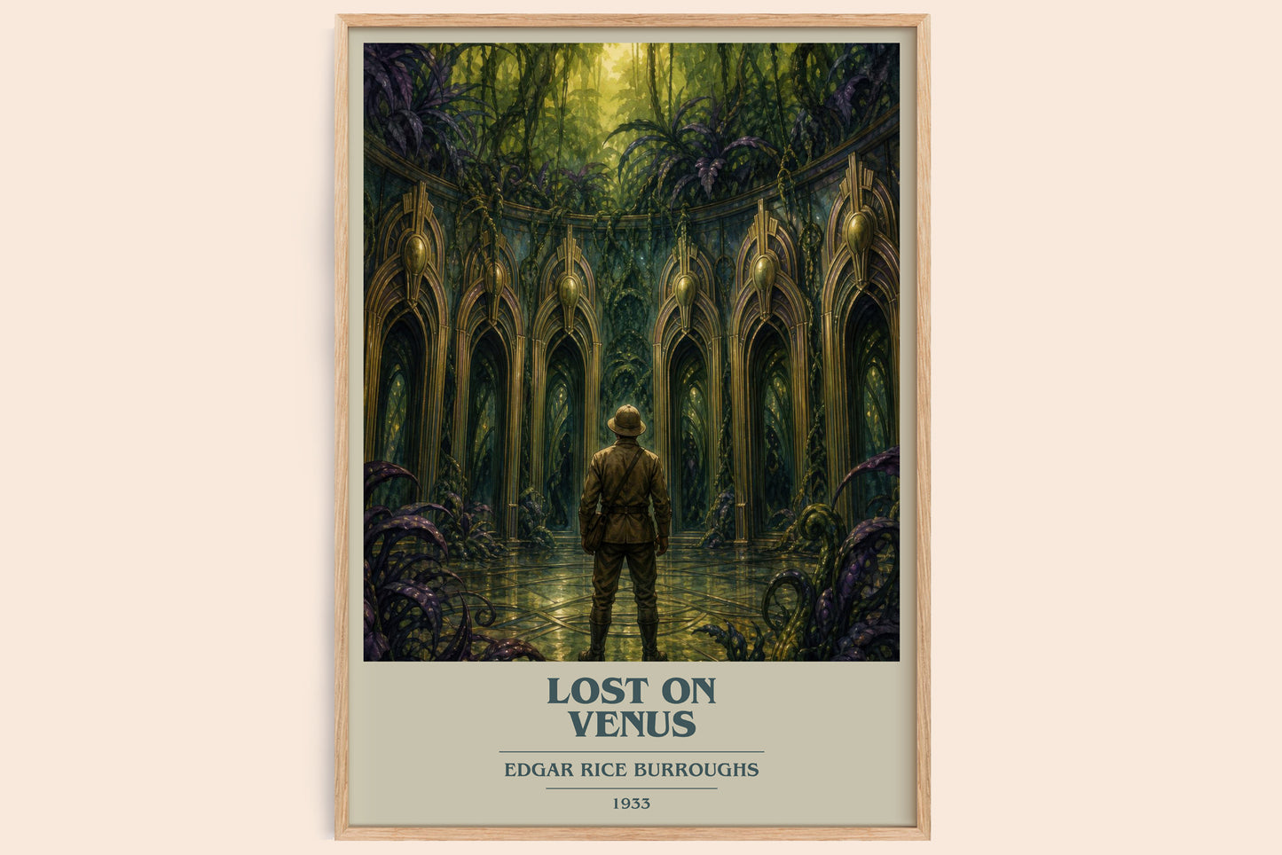 Lost On Venus book cover book poster by Edgar Rice Burroughs – framed literary art print