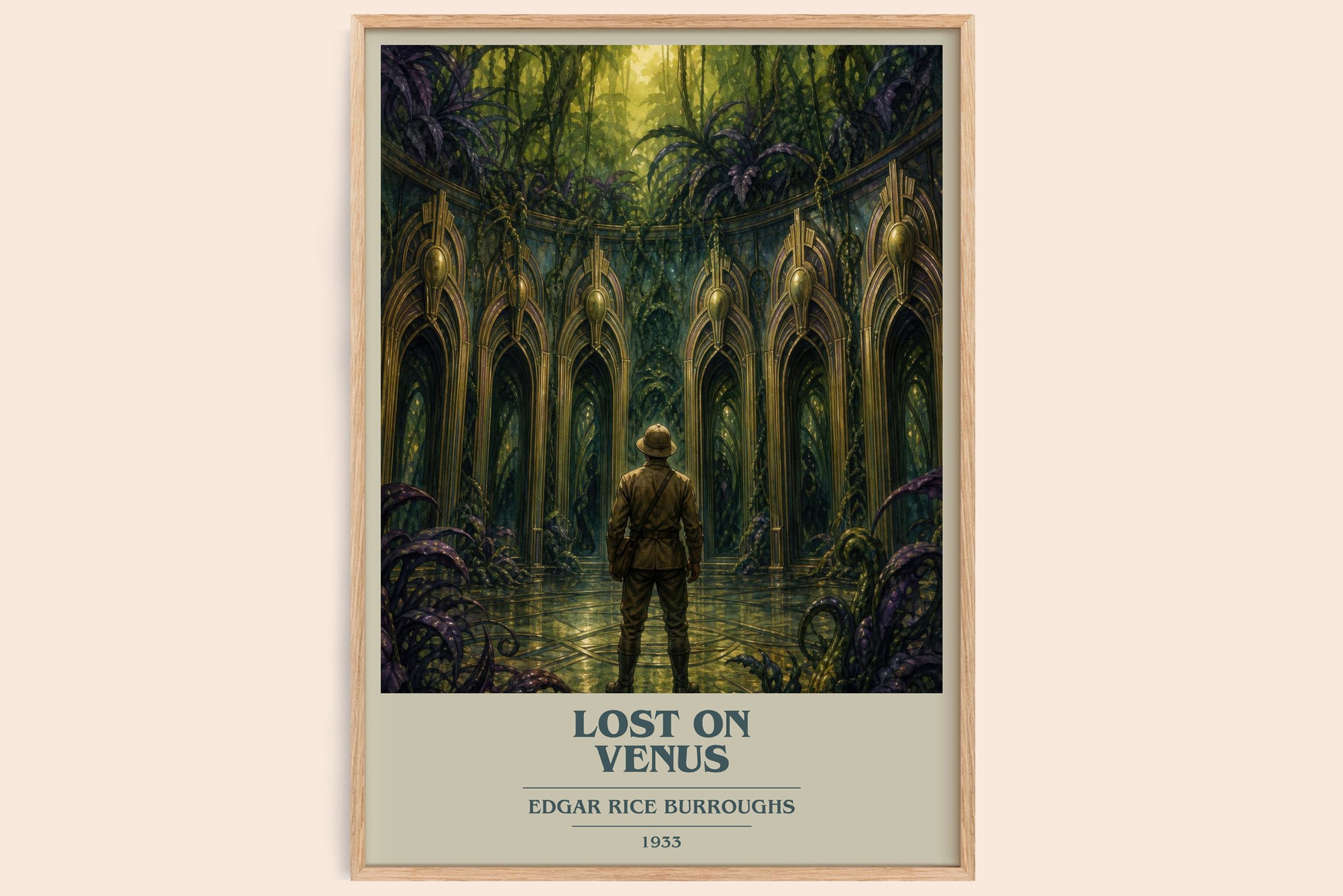 Lost On Venus book cover book poster by Edgar Rice Burroughs – framed literary art print