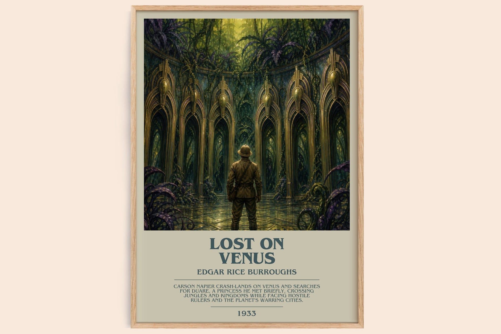 Lost On Venus bookish book poster by Edgar Rice Burroughs – framed literary art print