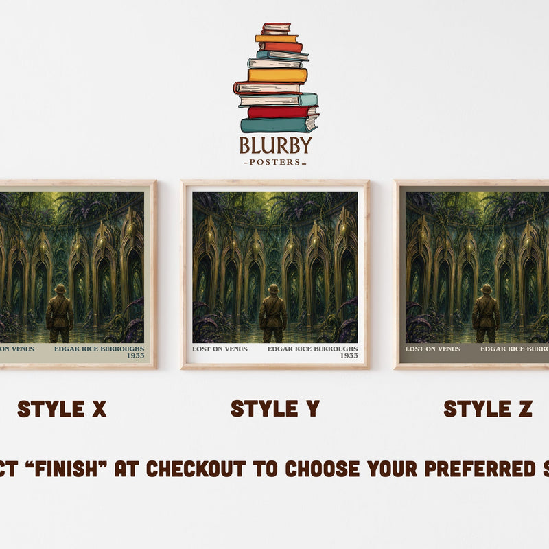 Lost On Venus literary print in frame leaning in hallway – sci fi wall art