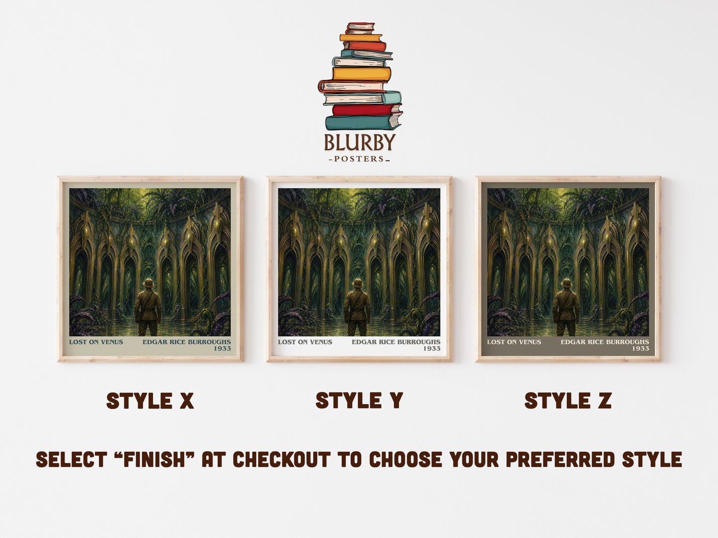 Lost On Venus literary print in frame leaning in hallway – sci fi wall art