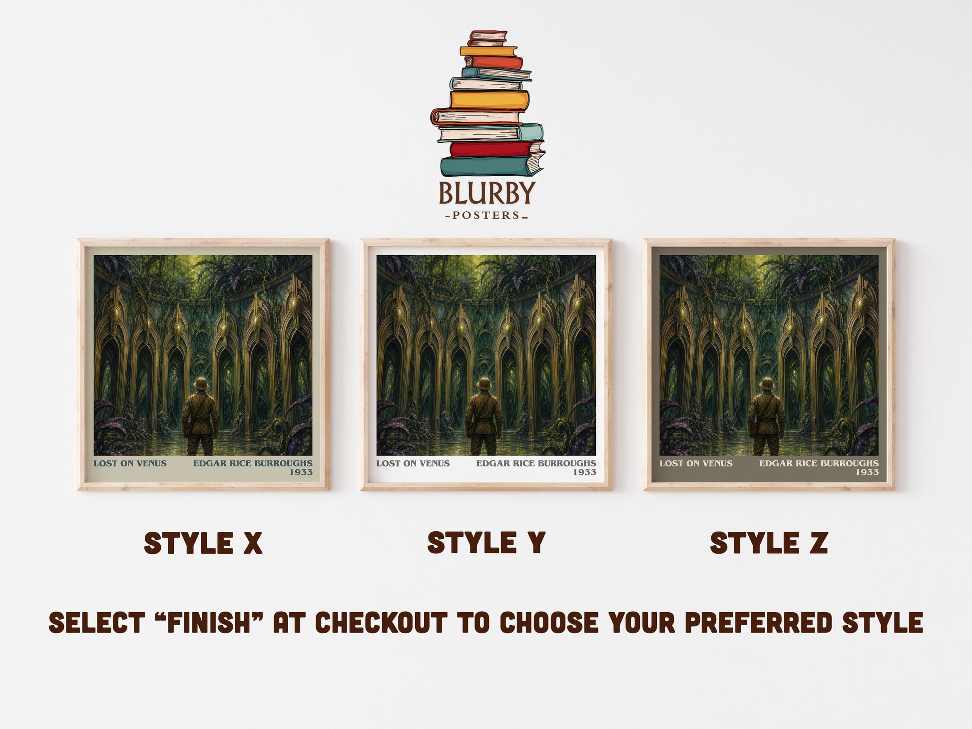 Lost On Venus literary print in frame leaning in hallway – sci fi wall art