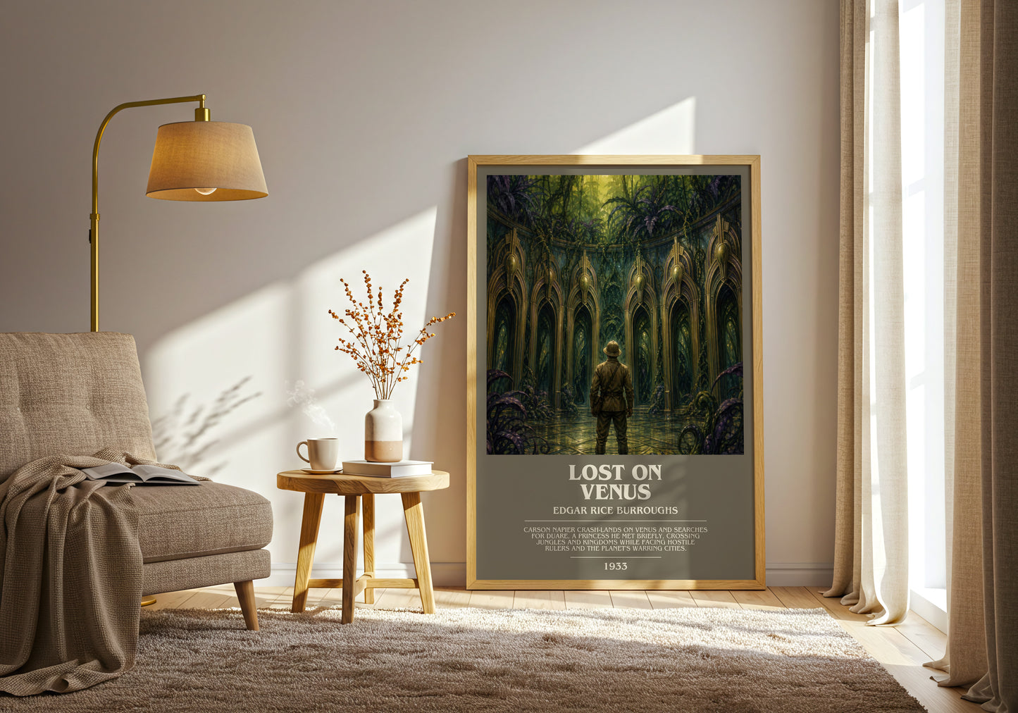 Lost On Venus bookish print on bookshelf – Edgar Rice Burroughs fan gift