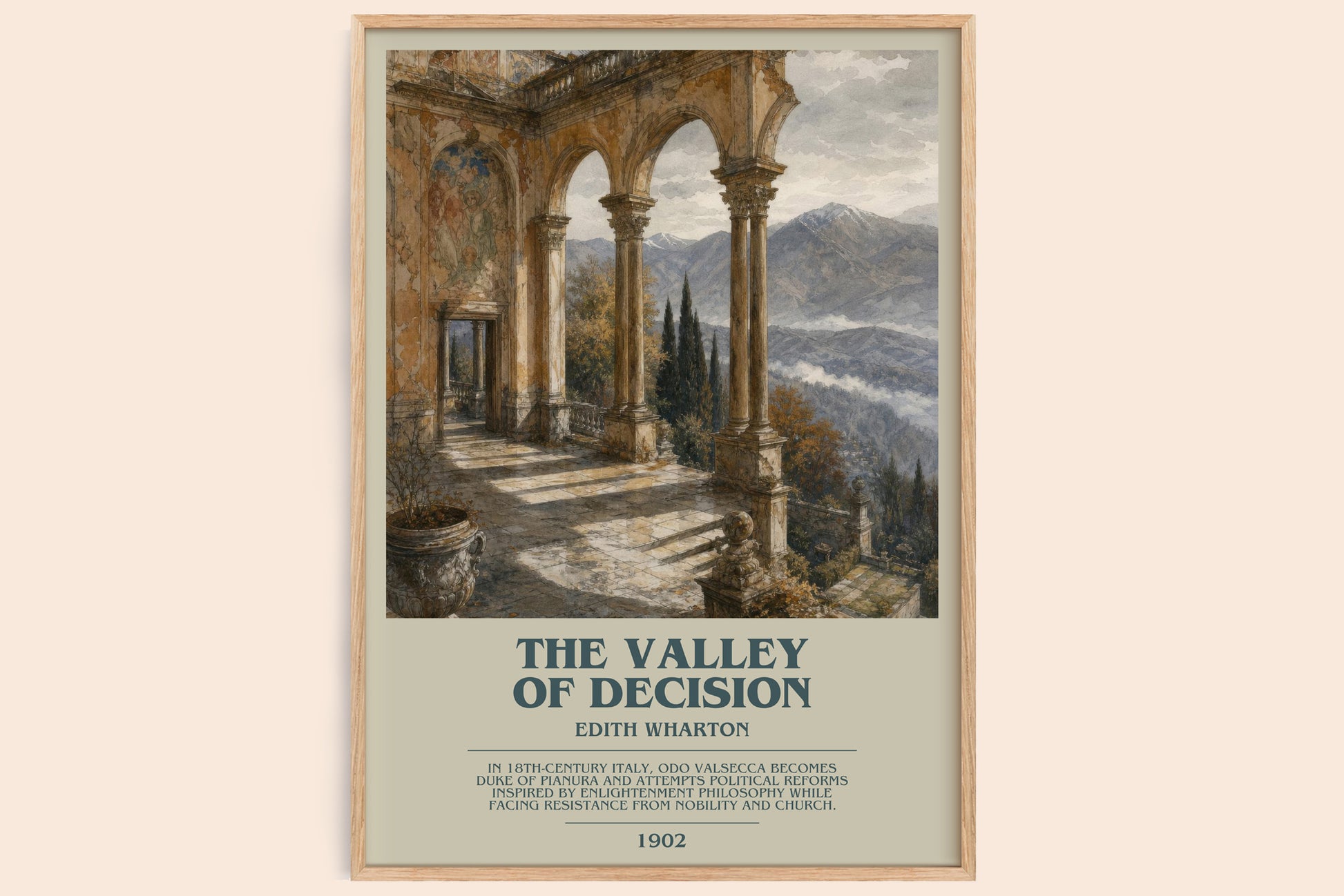 The Valley Of Decision bookish book poster by Edith Wharton – framed literary art print