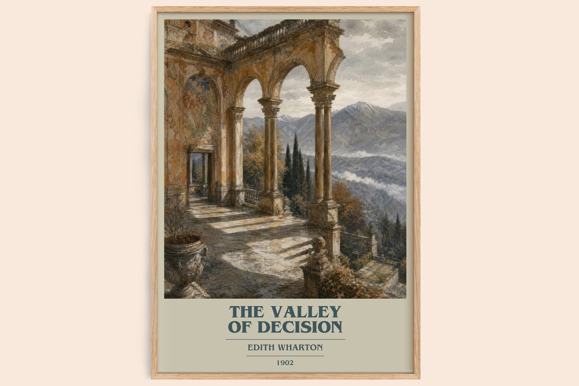The Valley Of Decision book cover book poster by Edith Wharton – framed literary art print