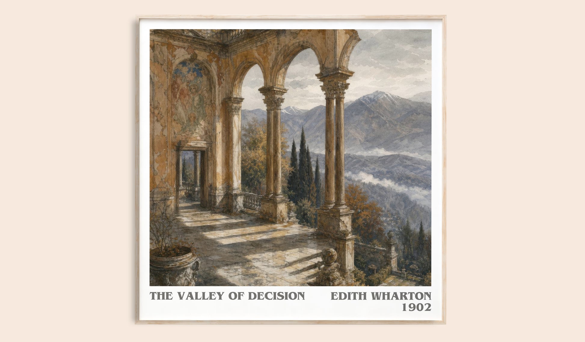 The Valley Of Decision literary book poster by Edith Wharton – framed literary art print