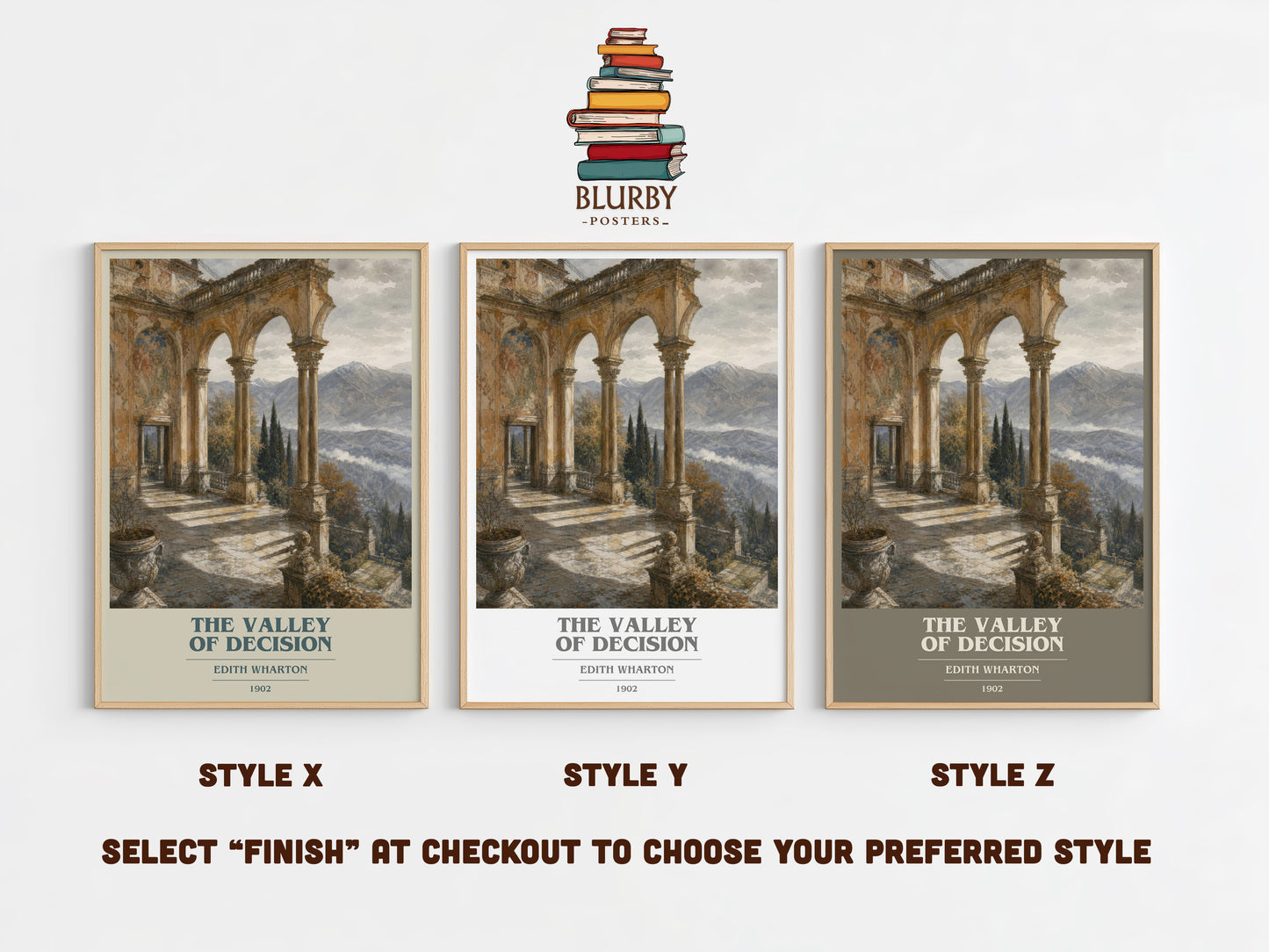 The Valley Of Decision book cover print in frame leaning in hallway – historical fiction wall art