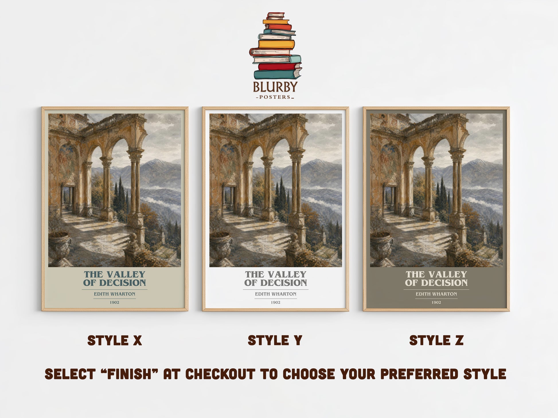The Valley Of Decision book cover print in frame leaning in hallway – historical fiction wall art