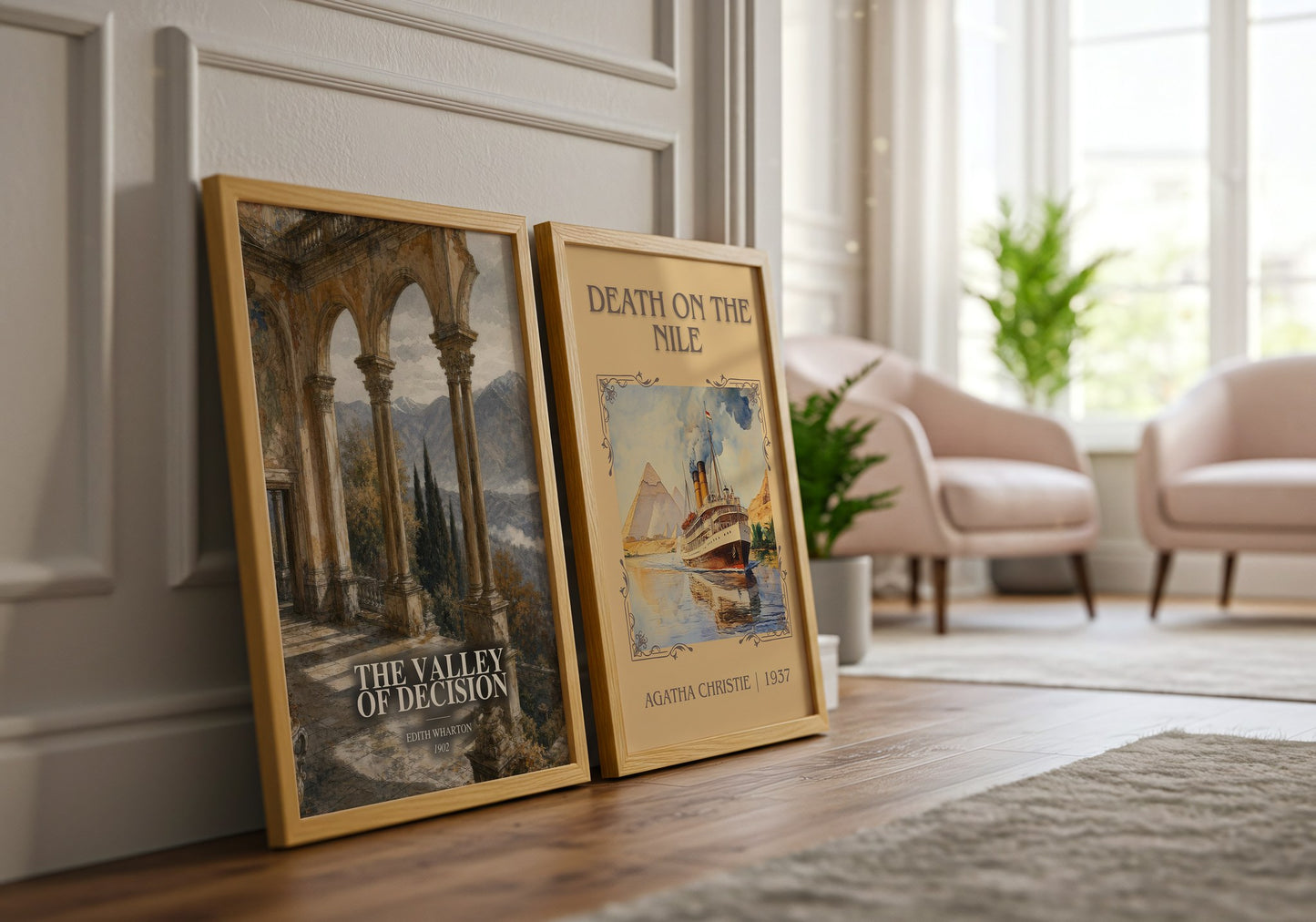 The Valley Of Decision watercolour print framed by window – literary home decor