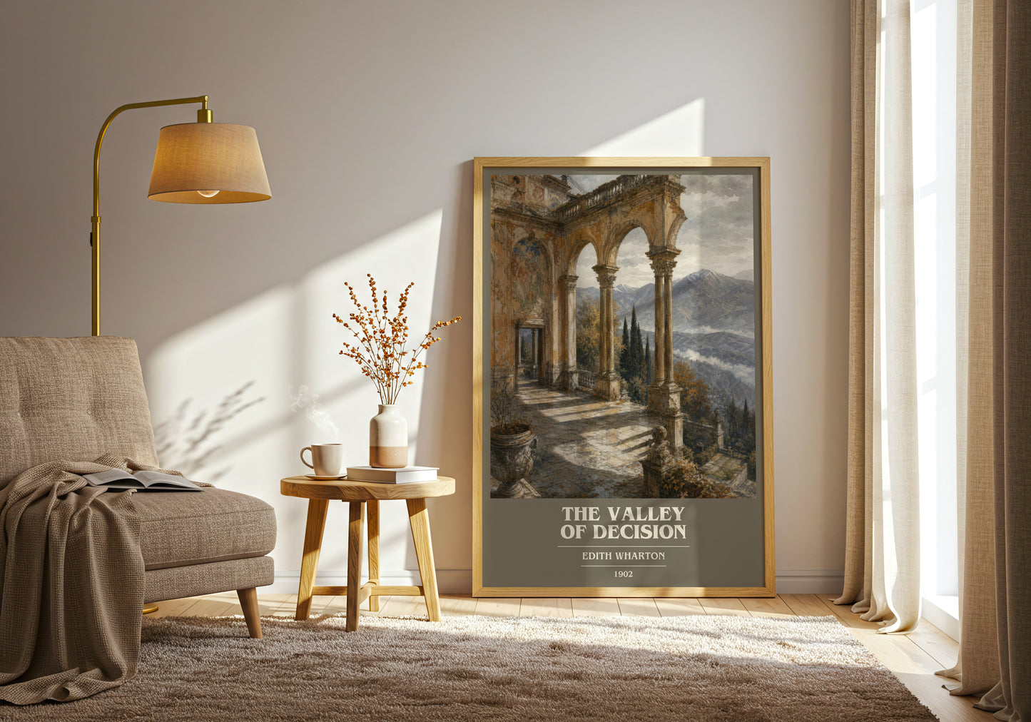 The Valley Of Decision book cover print on bookshelf – Edith Wharton fan gift