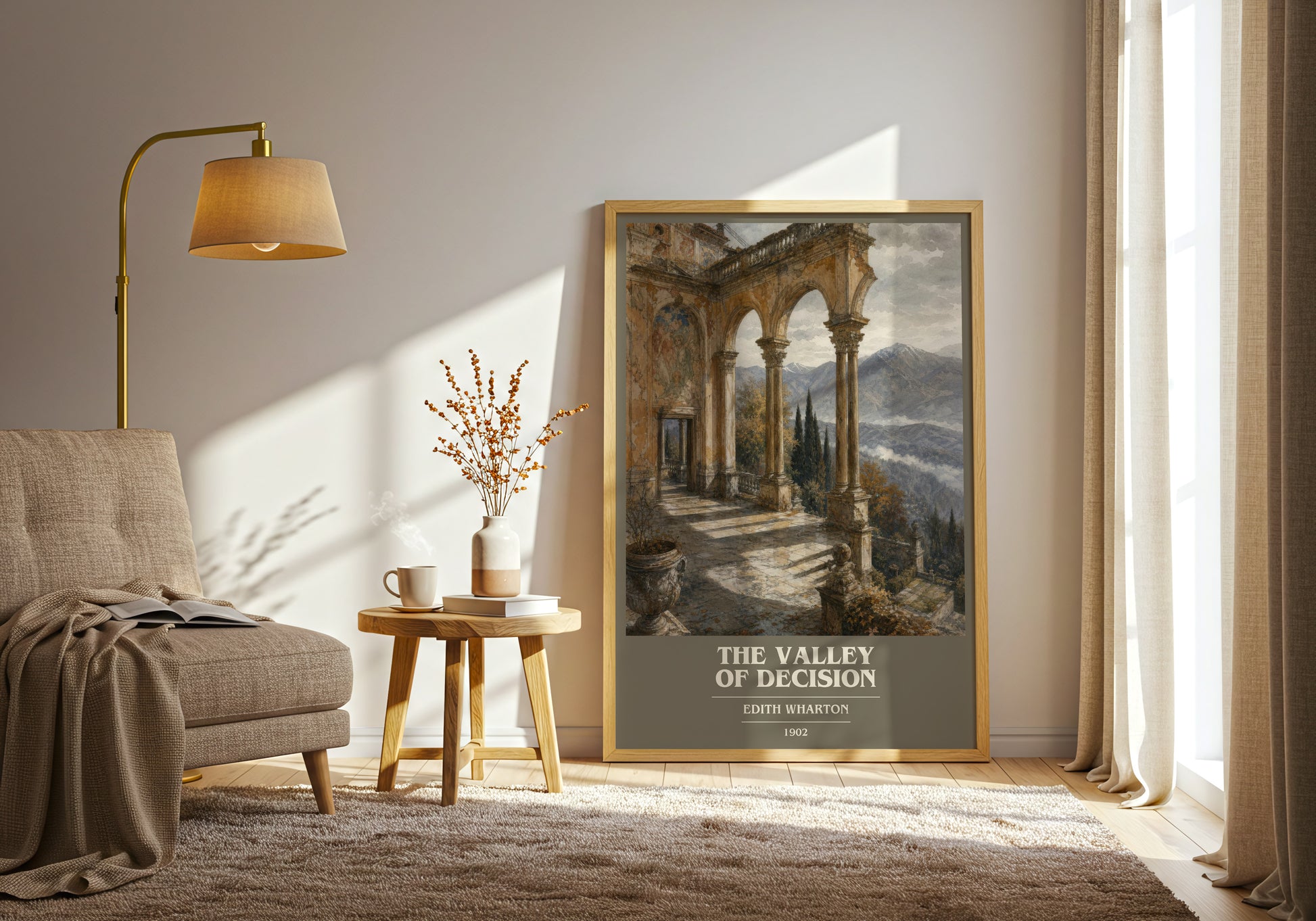 The Valley Of Decision book cover print on bookshelf – Edith Wharton fan gift
