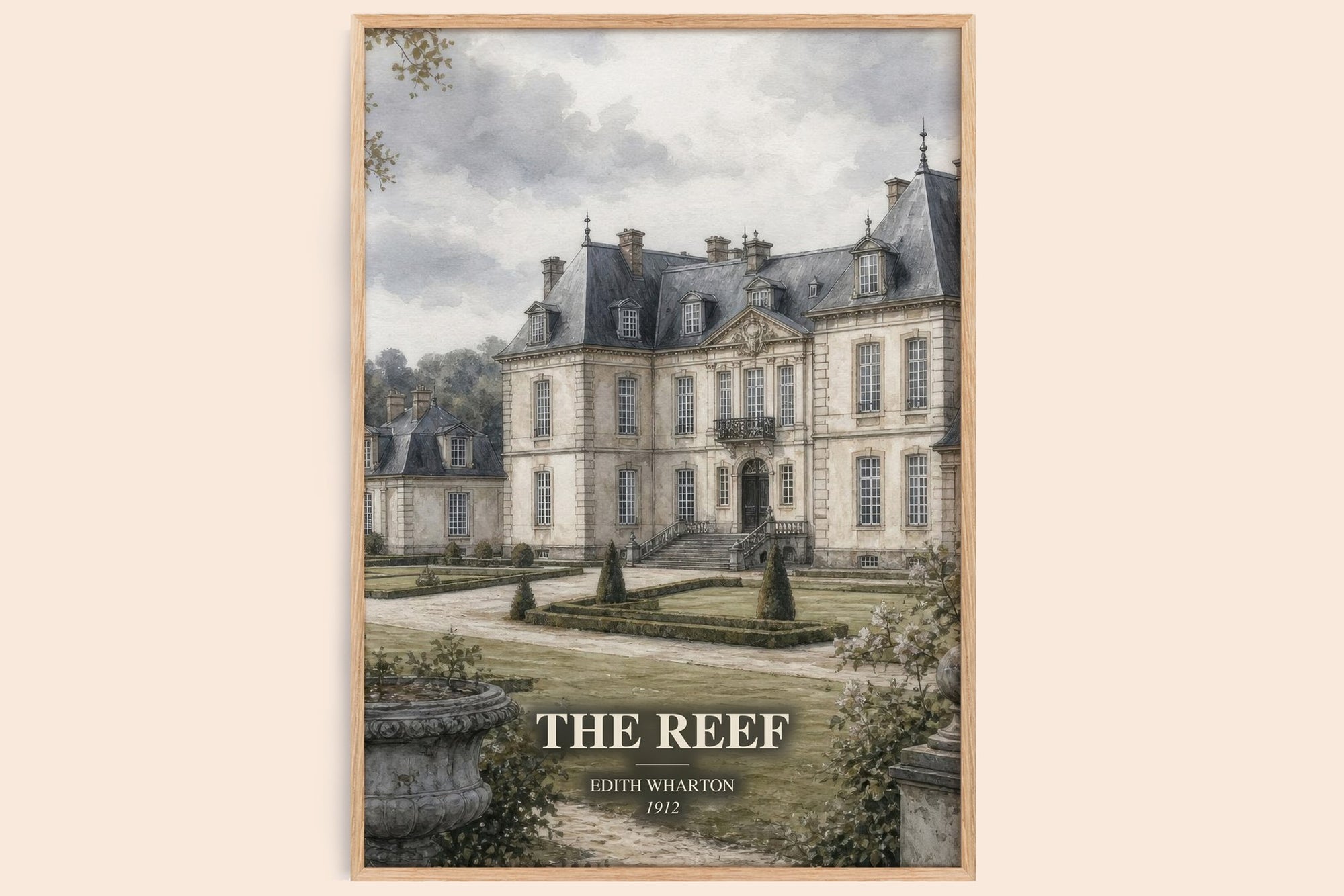 The Reef watercolour book poster by Edith Wharton – framed literary art print