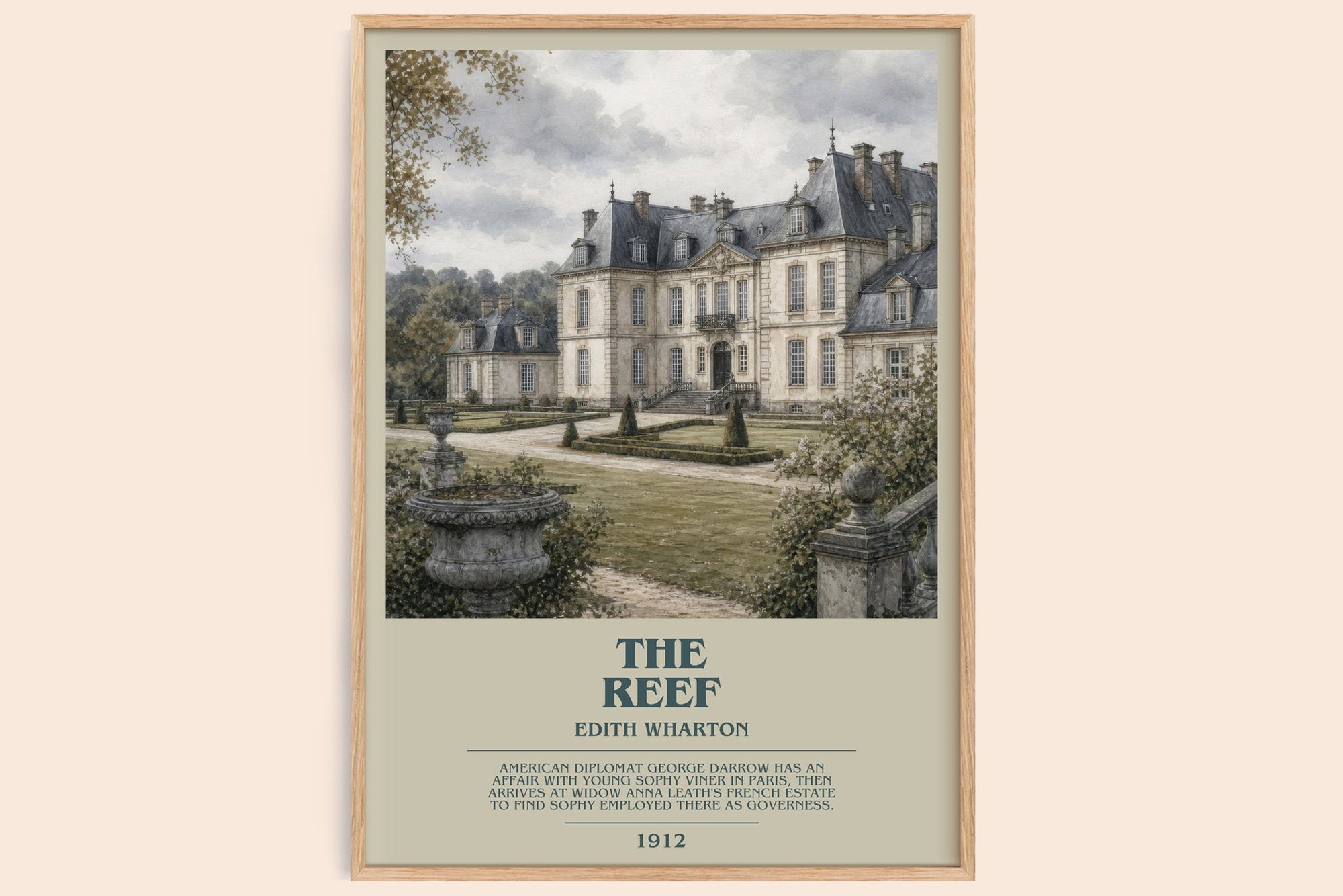The Reef bookish book poster by Edith Wharton – framed literary art print