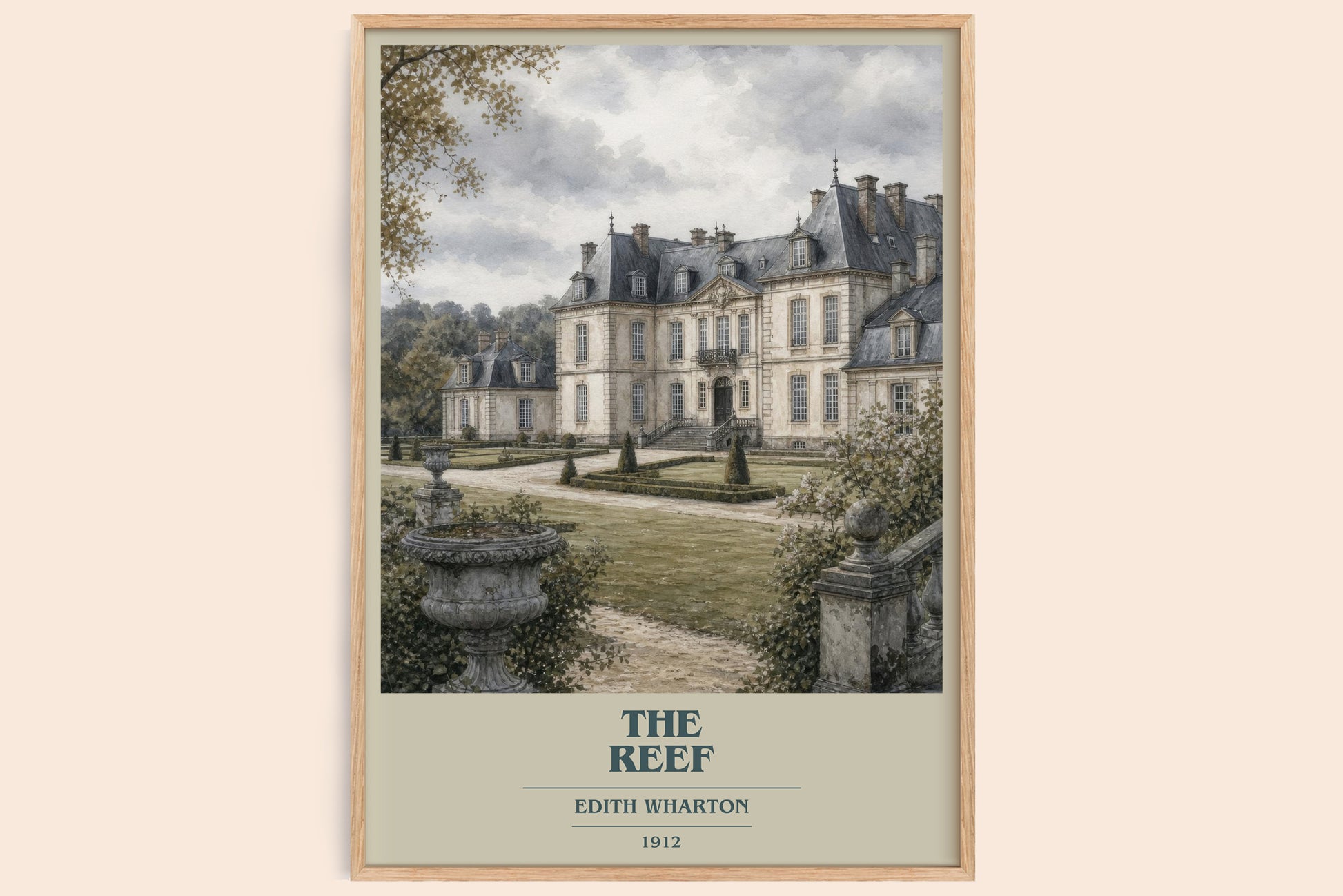 The Reef book cover book poster by Edith Wharton – framed literary art print