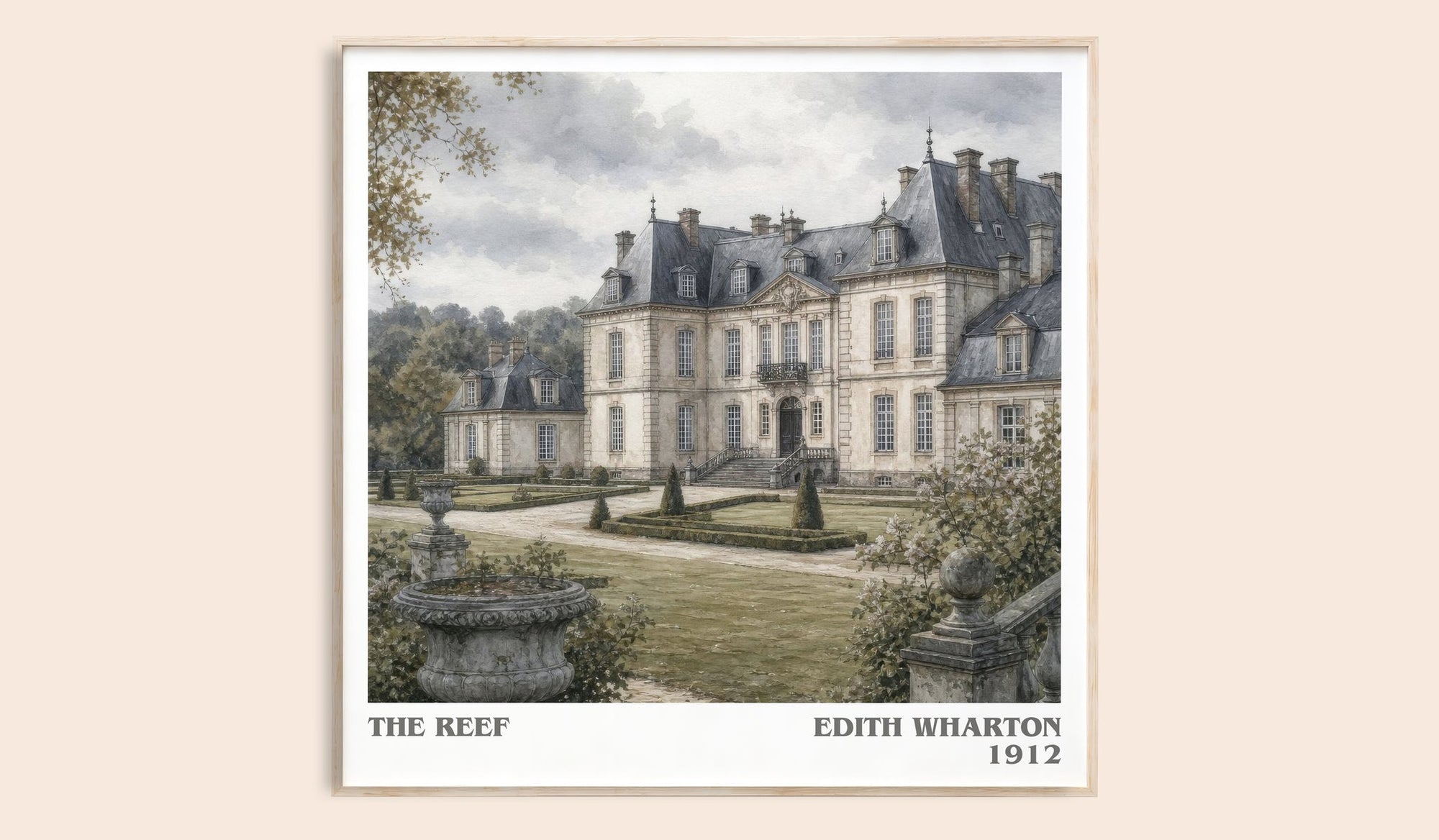 The Reef literary book poster by Edith Wharton – framed literary art print