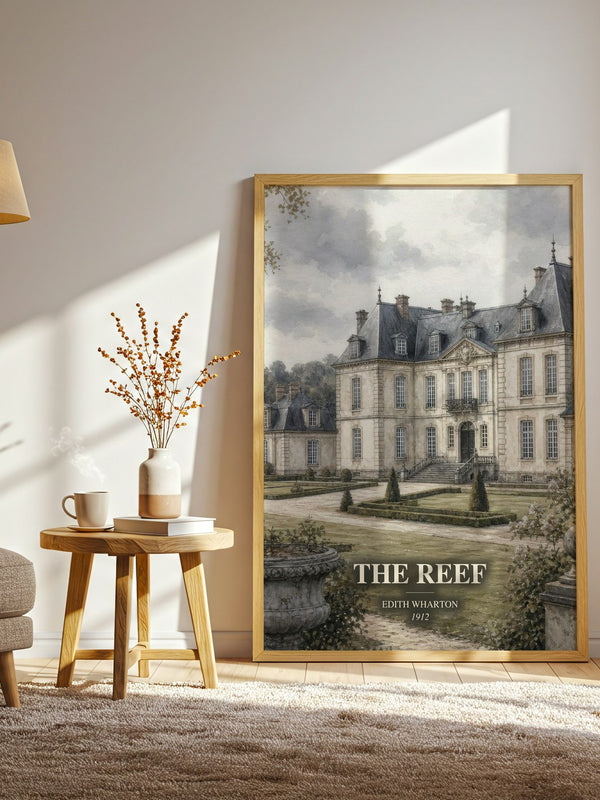 The Reef watercolour print in frame leaning in hallway – classic literature wall art