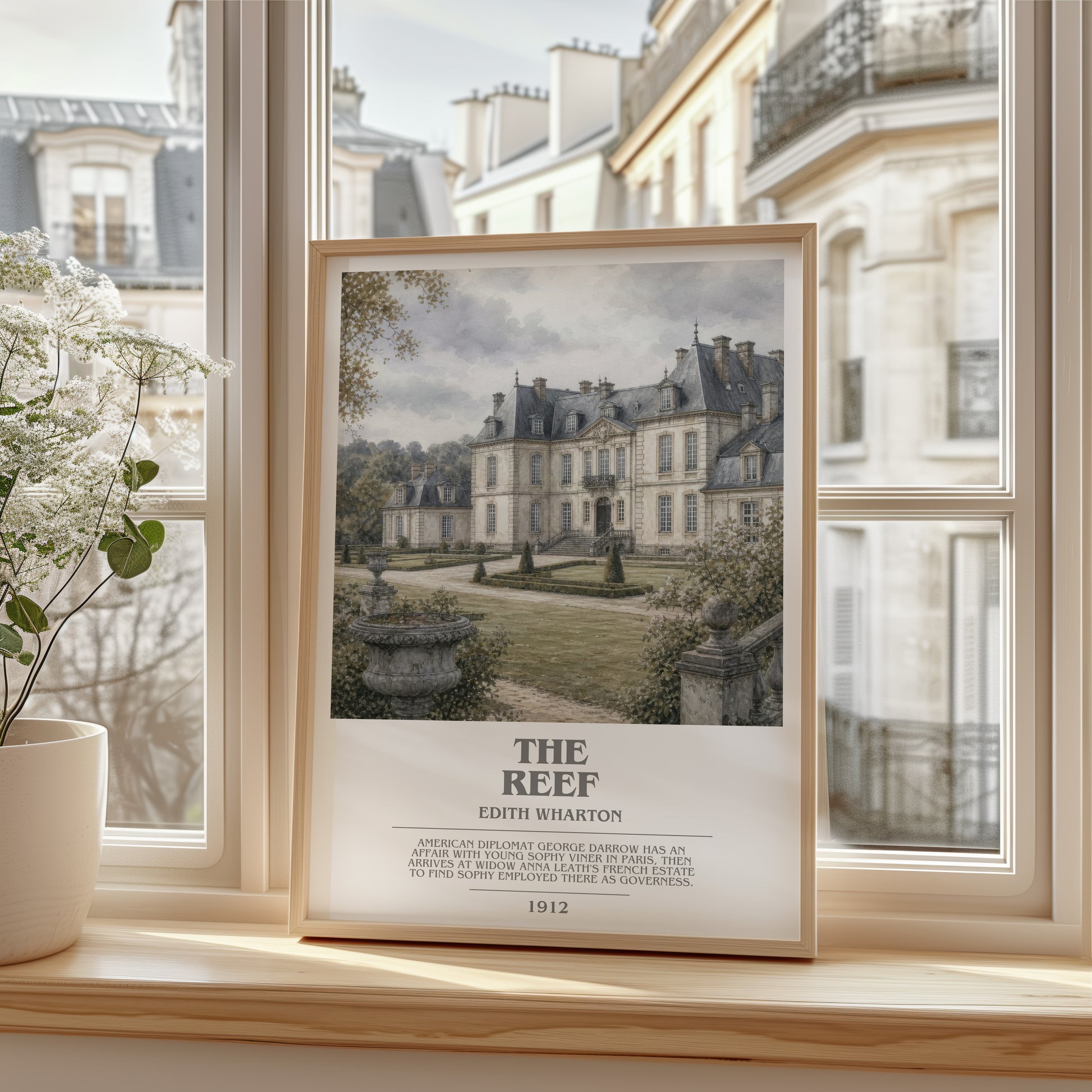 The Reef bookish poster colour and style options – Edith Wharton book art