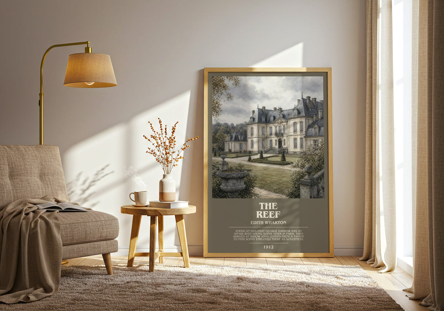 The Reef bookish print on bookshelf – Edith Wharton fan gift