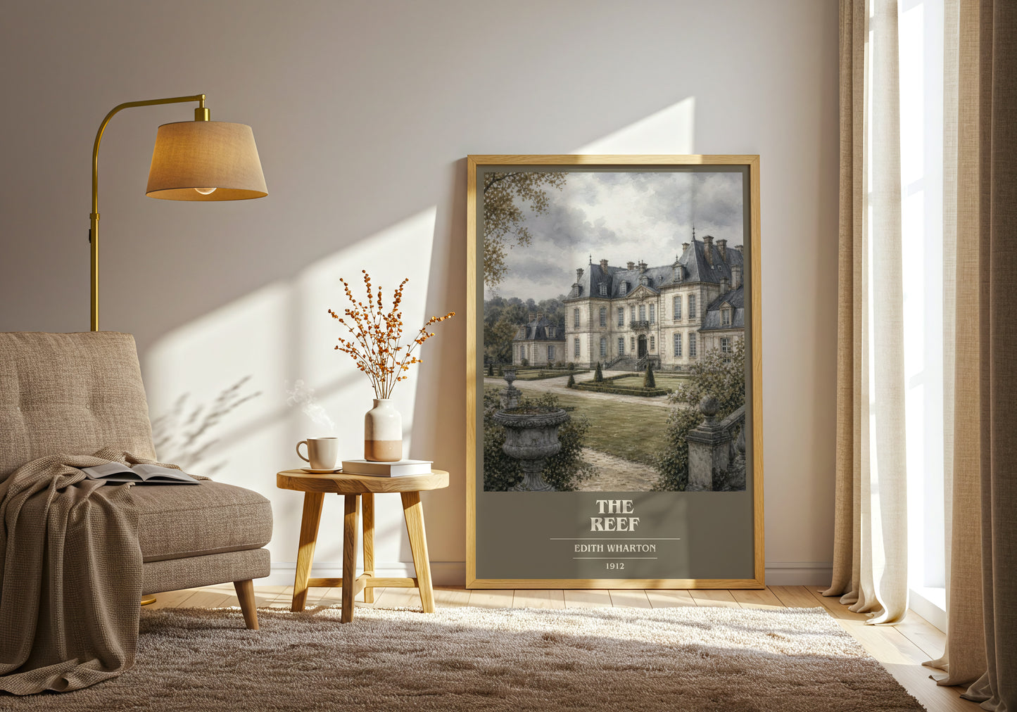 The Reef book cover print on bookshelf – Edith Wharton fan gift