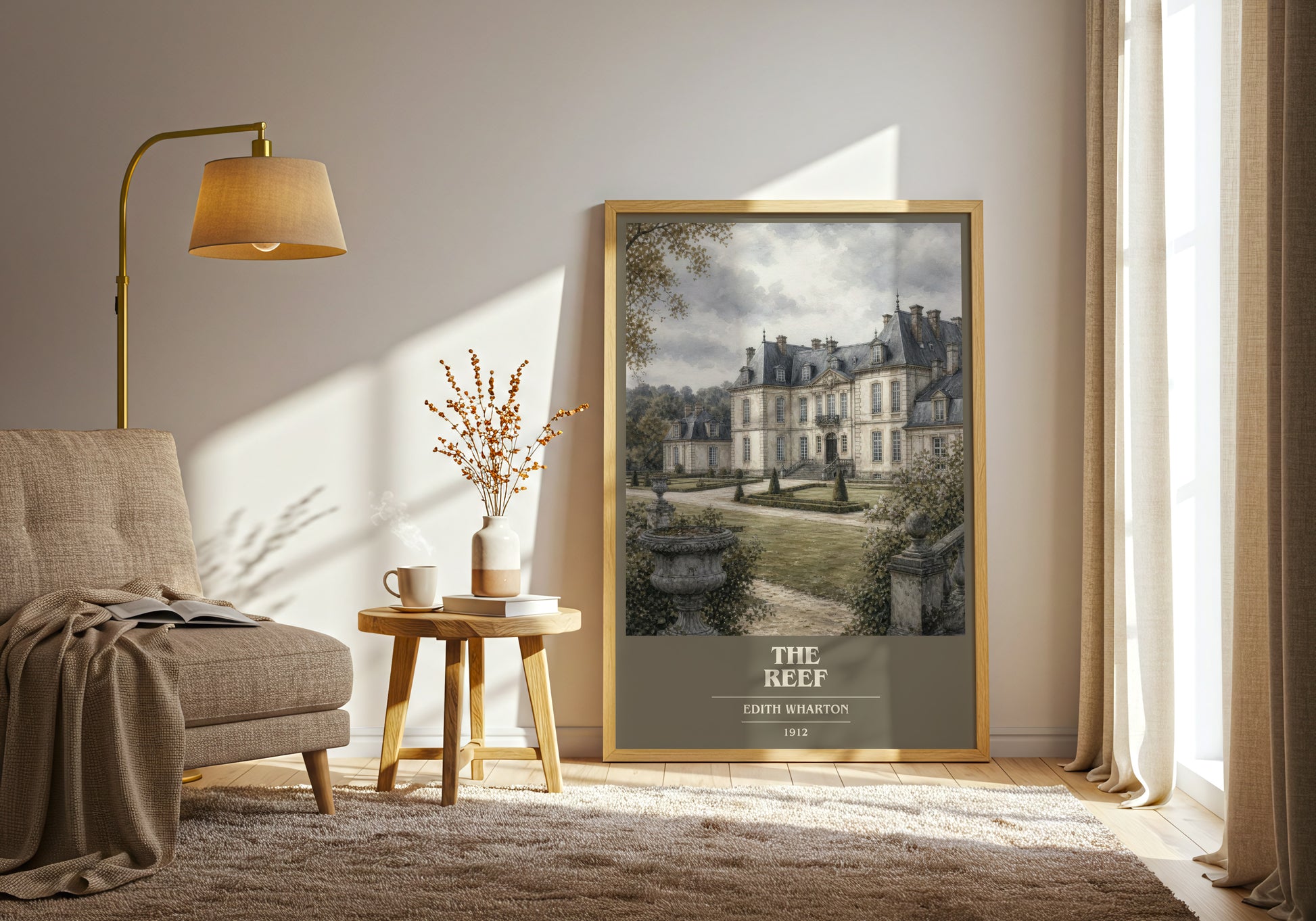 The Reef book cover print on bookshelf – Edith Wharton fan gift
