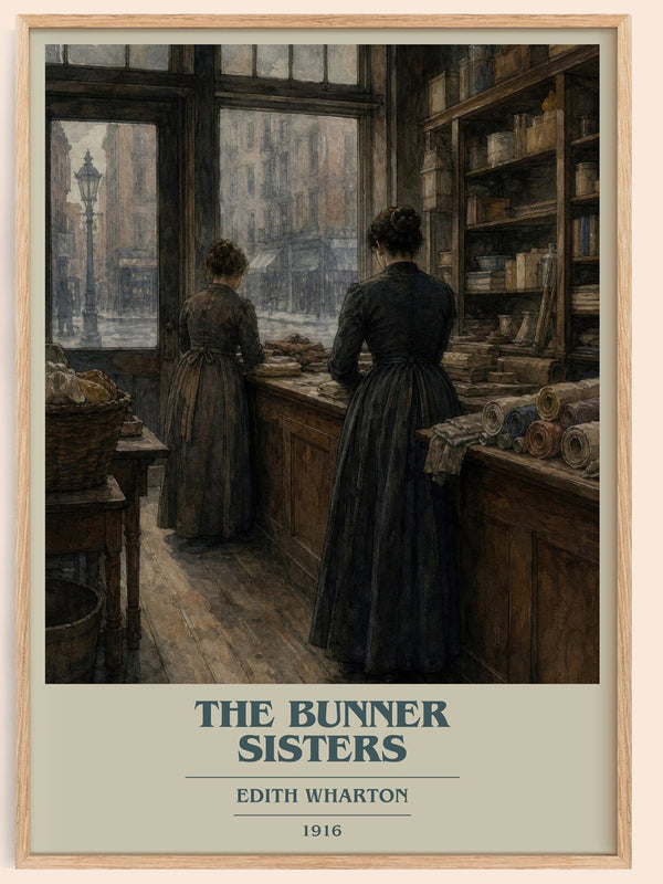 The Bunner Sisters book cover book poster by Edith Wharton – framed literary art print