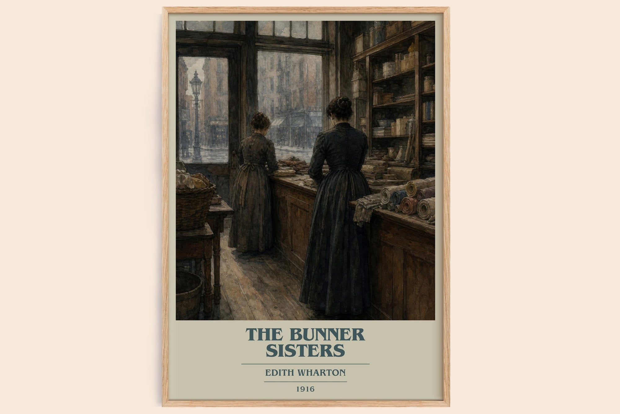 The Bunner Sisters book cover book poster by Edith Wharton – framed literary art print