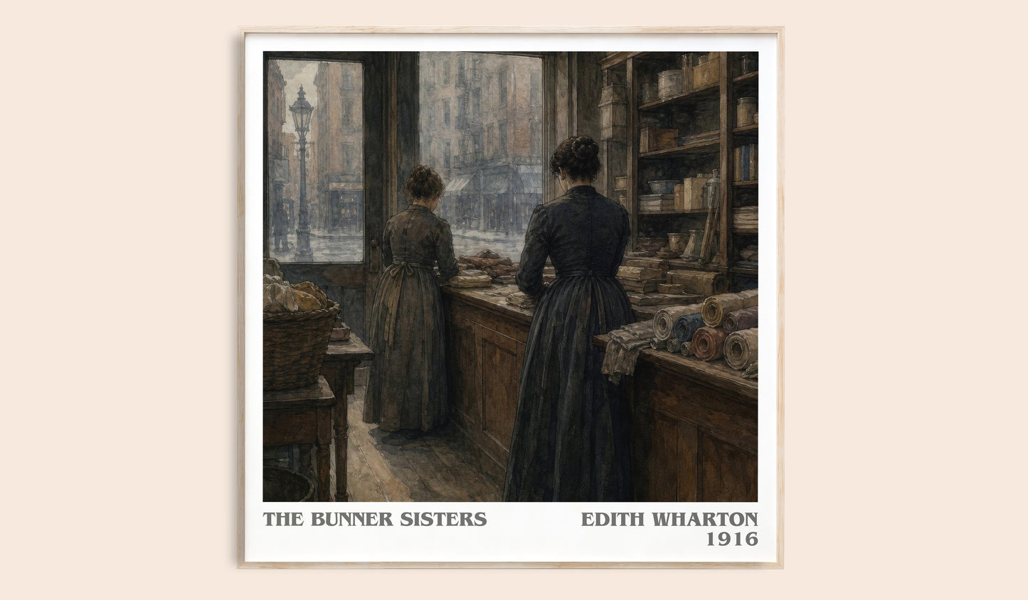The Bunner Sisters literary book poster by Edith Wharton – framed literary art print