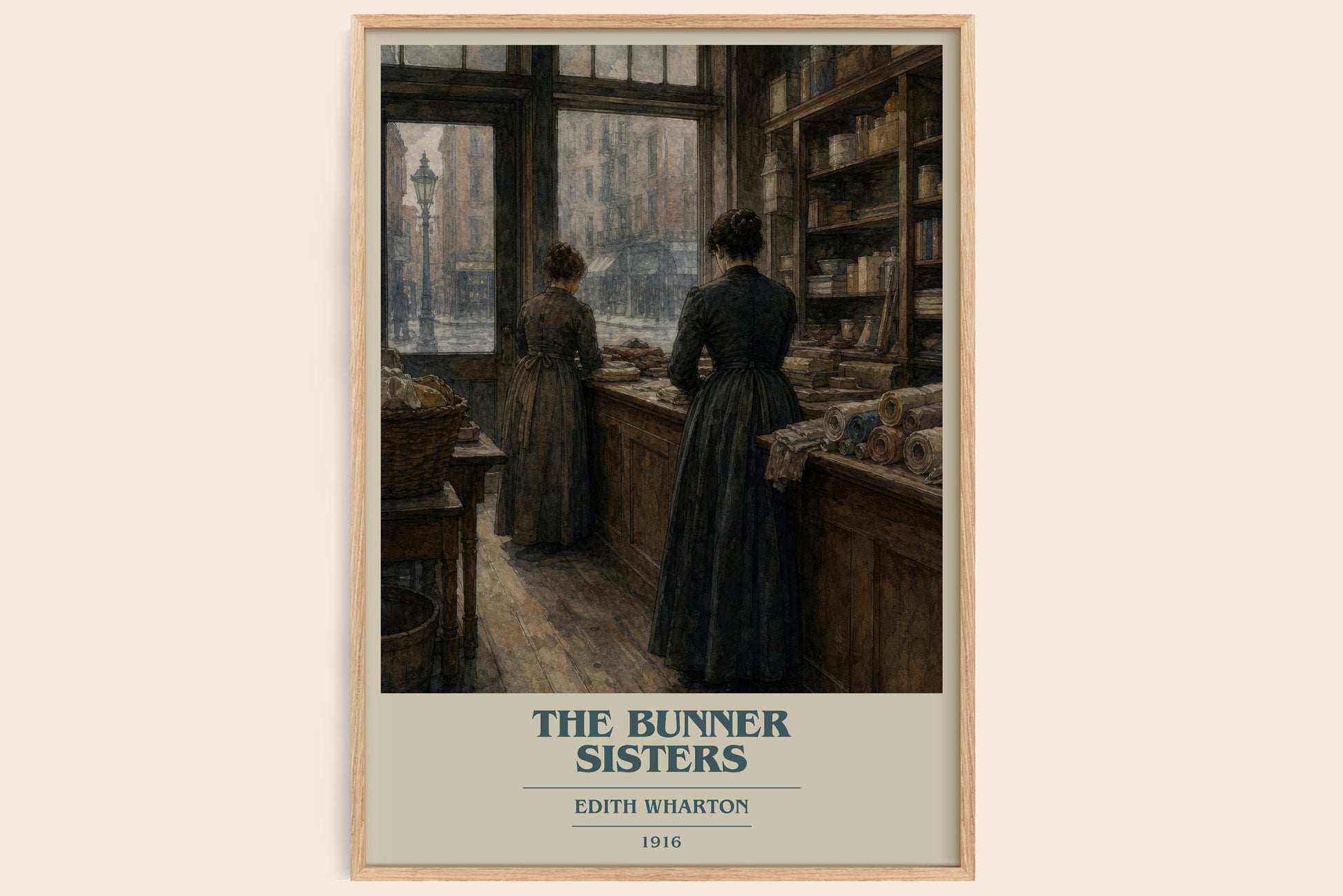 The Bunner Sisters book cover book poster by Edith Wharton – framed literary art print