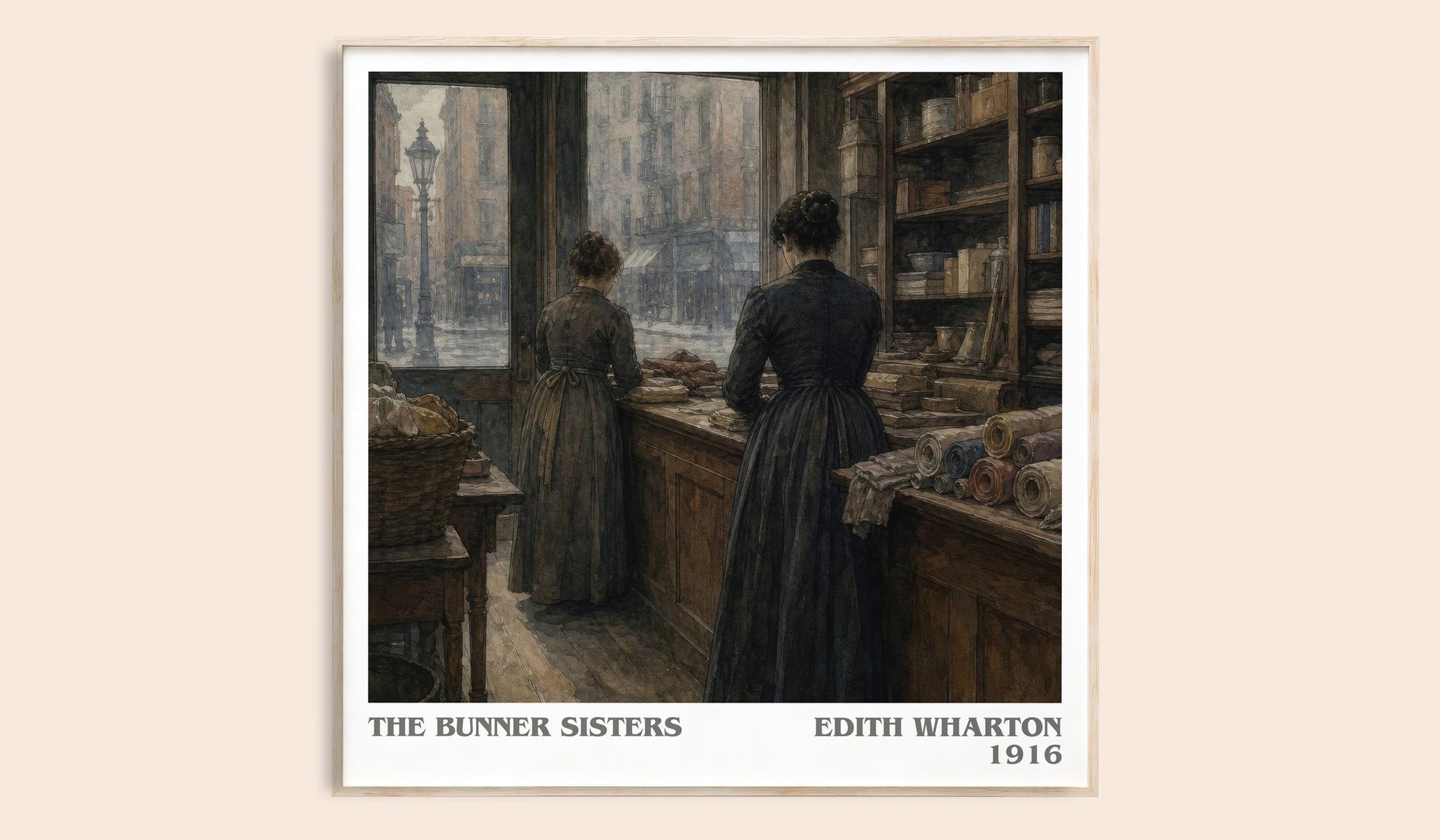 The Bunner Sisters literary book poster by Edith Wharton – framed literary art print