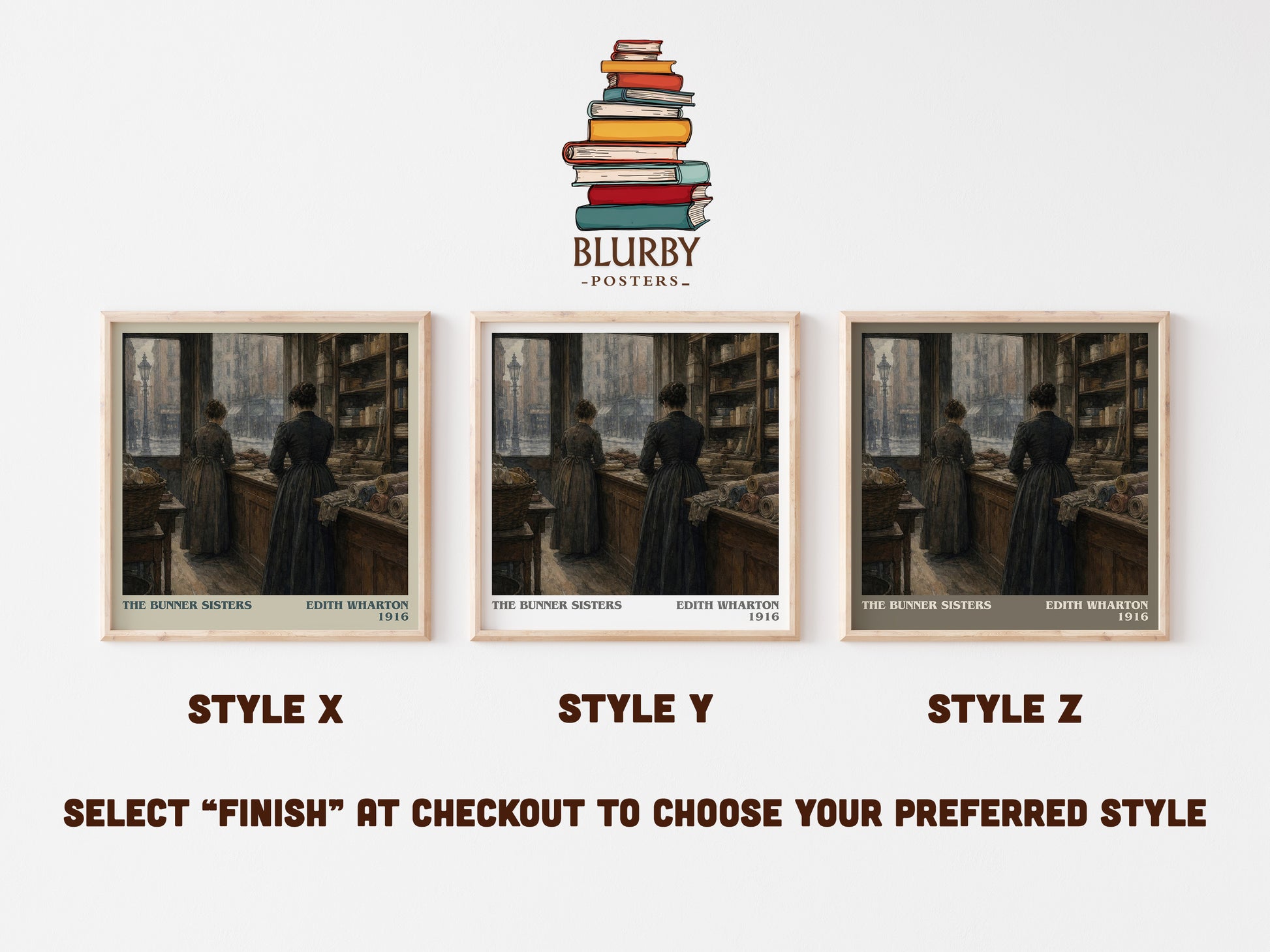 The Bunner Sisters literary print in frame leaning in hallway – literary fiction wall art