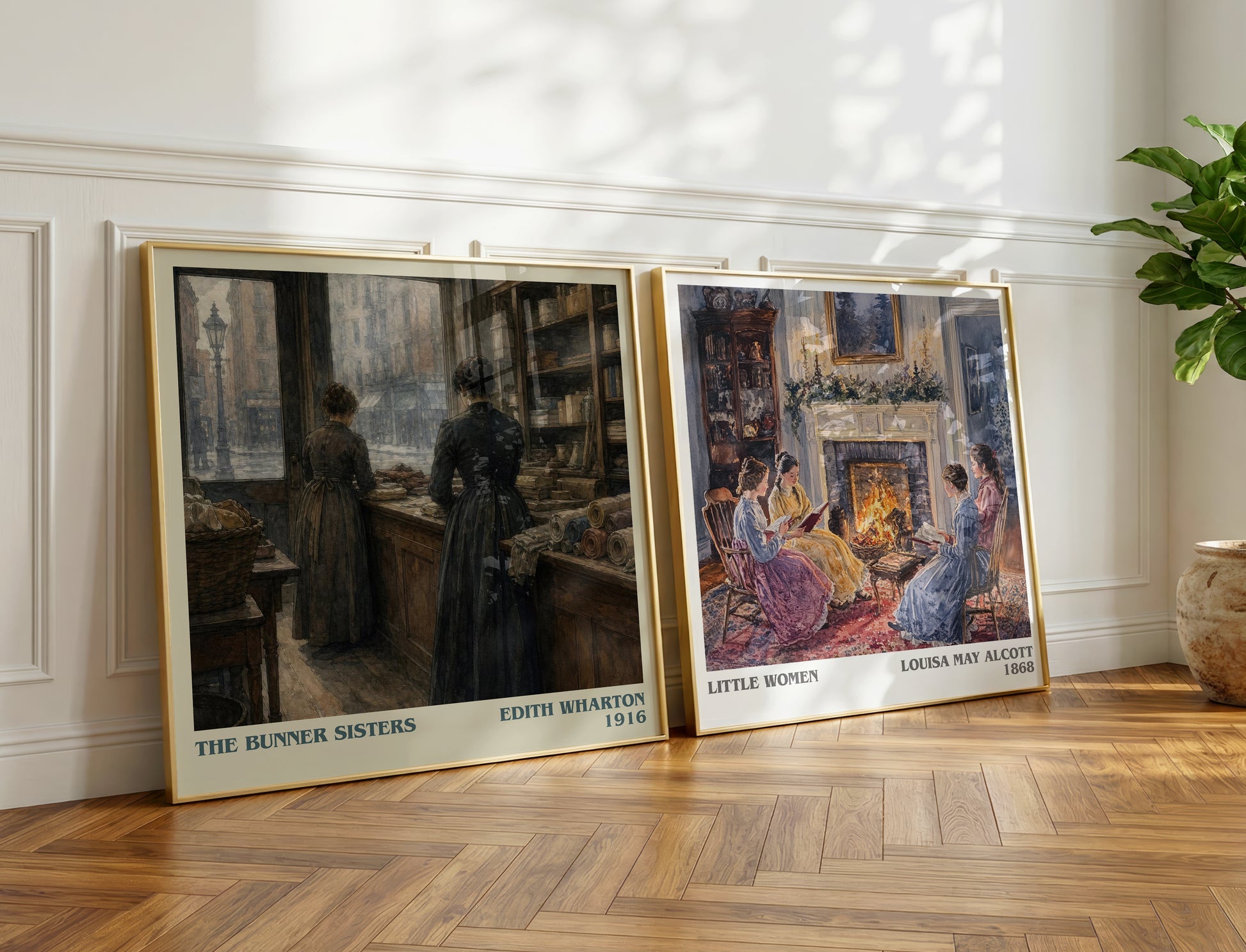 The Bunner Sisters literary print on bookshelf – Edith Wharton fan gift