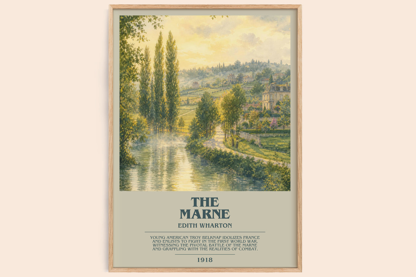 The Marne bookish book poster by Edith Wharton – framed literary art print