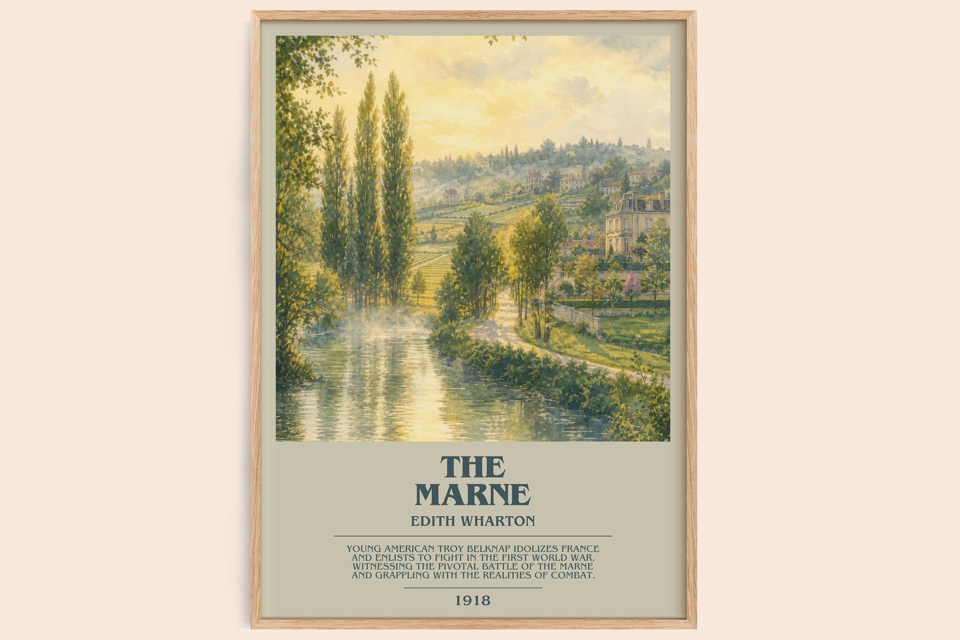 The Marne bookish book poster by Edith Wharton – framed literary art print