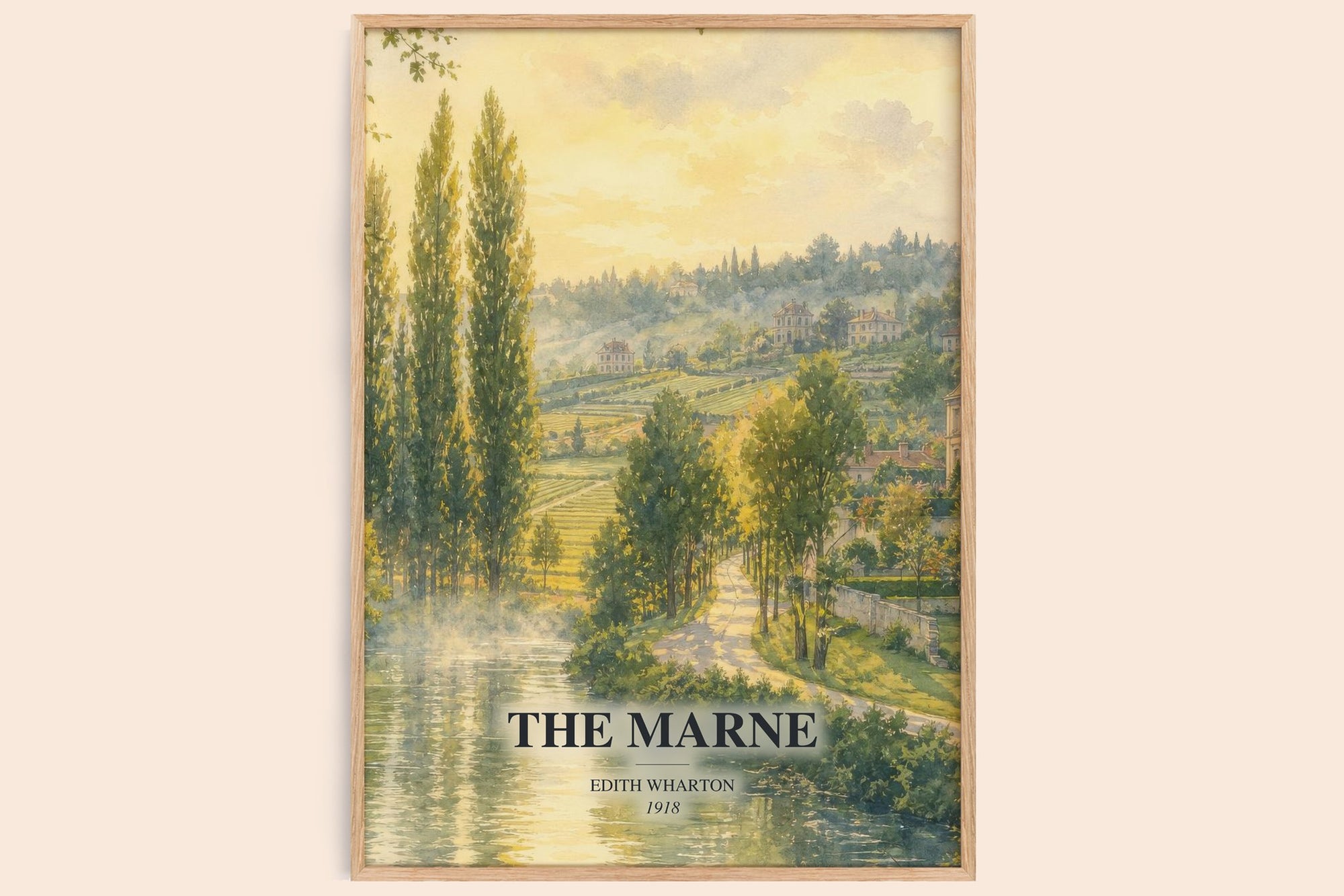 The Marne watercolour book poster by Edith Wharton – framed literary art print