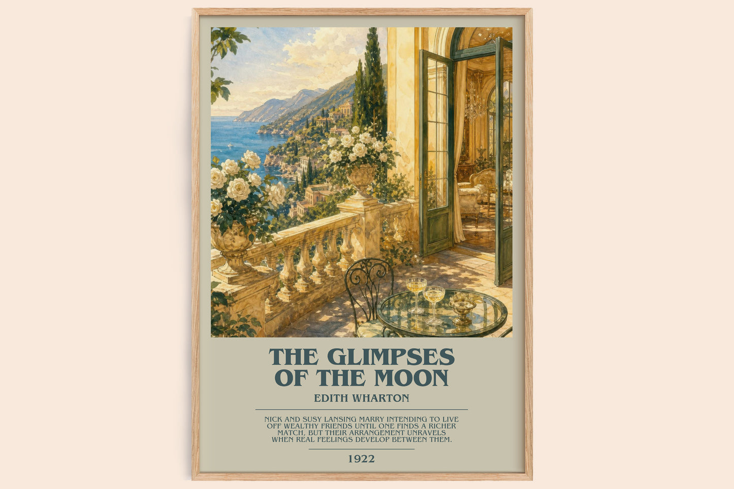 The Glimpses Of The Moon bookish book poster by Edith Wharton – framed literary art print