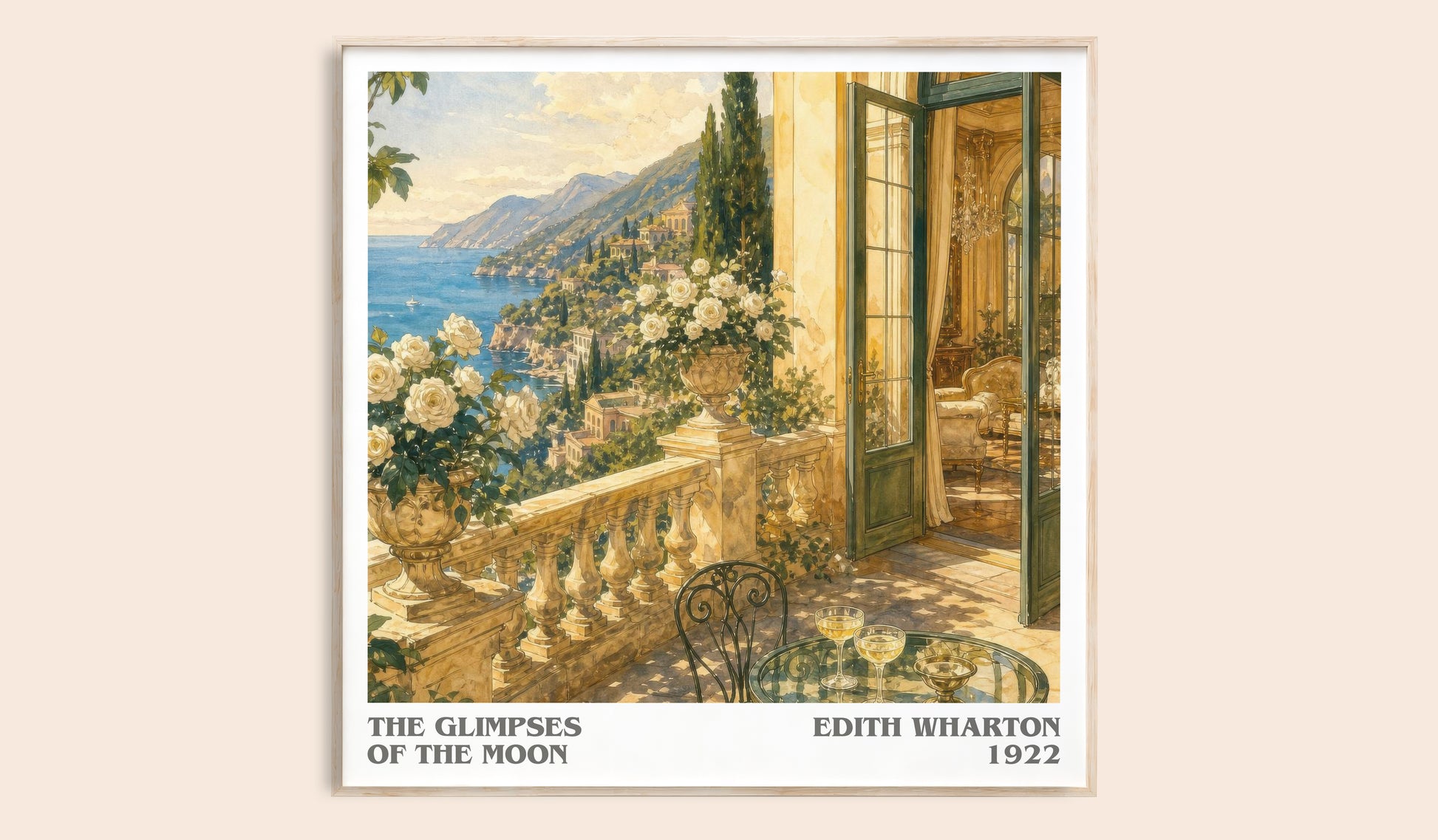 The Glimpses Of The Moon literary book poster by Edith Wharton – framed literary art print