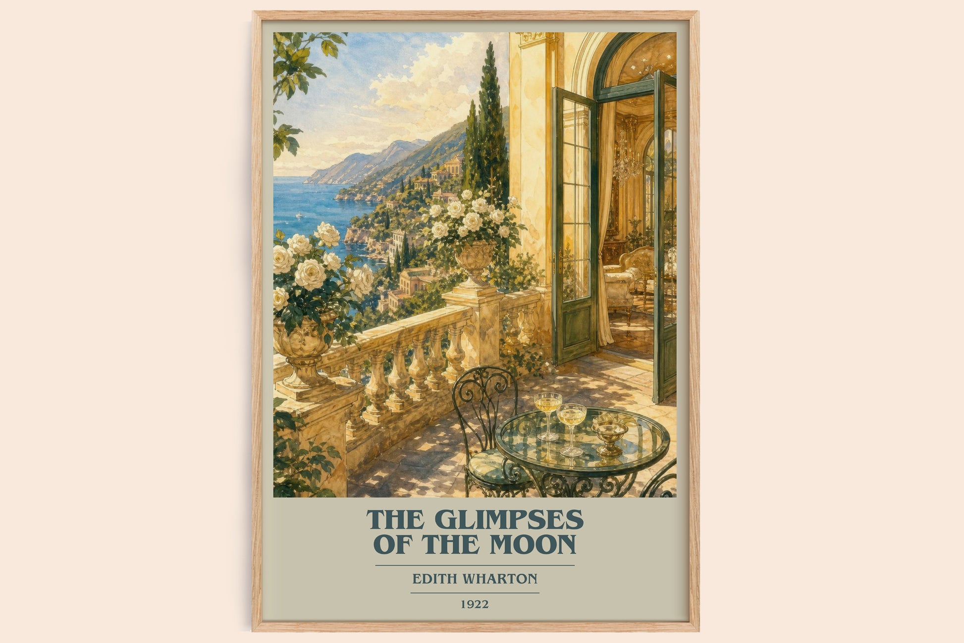 The Glimpses Of The Moon book cover book poster by Edith Wharton – framed literary art print