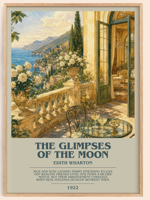 The Glimpses Of The Moon bookish book poster by Edith Wharton – framed literary art print