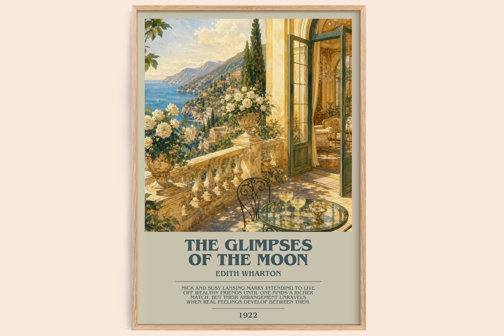 The Glimpses Of The Moon bookish book poster by Edith Wharton – framed literary art print