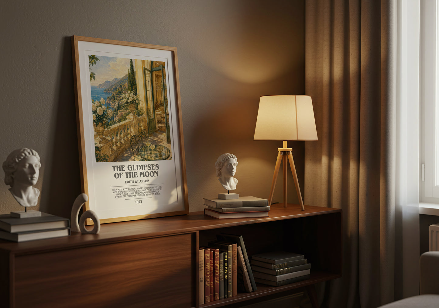 The Glimpses Of The Moon bookish book poster framed on wall – romance wall art