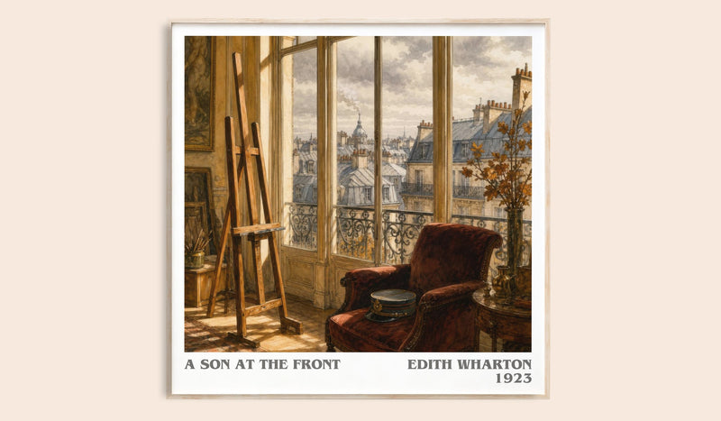 A Son At The Front literary book poster by Edith Wharton – framed literary art print