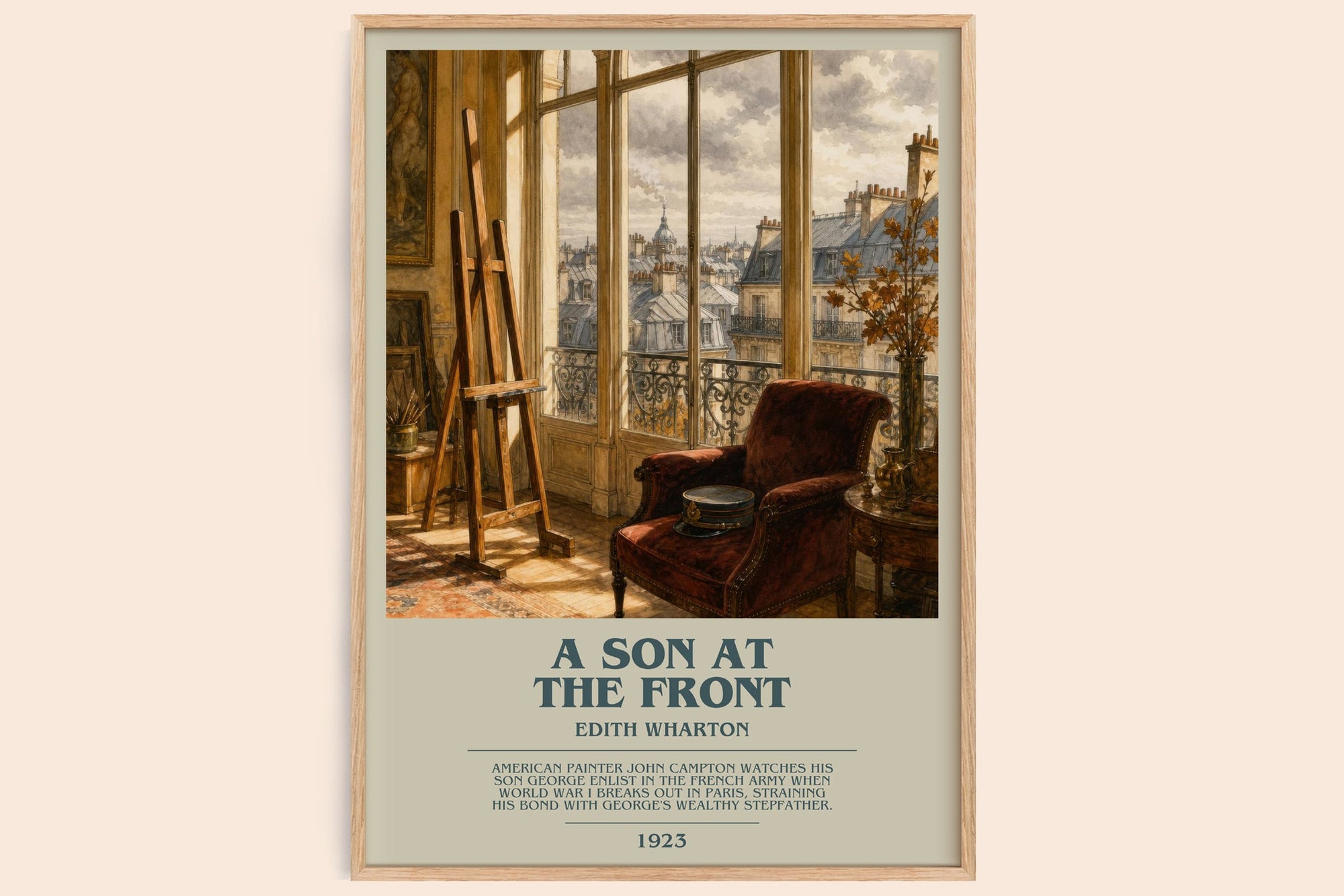 A Son At The Front bookish book poster by Edith Wharton – framed literary art print
