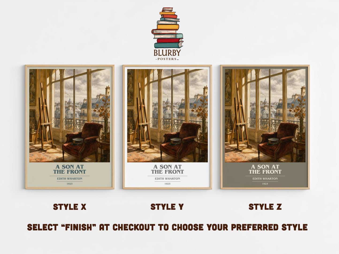 A Son At The Front book cover print in frame leaning in hallway – literary fiction wall art