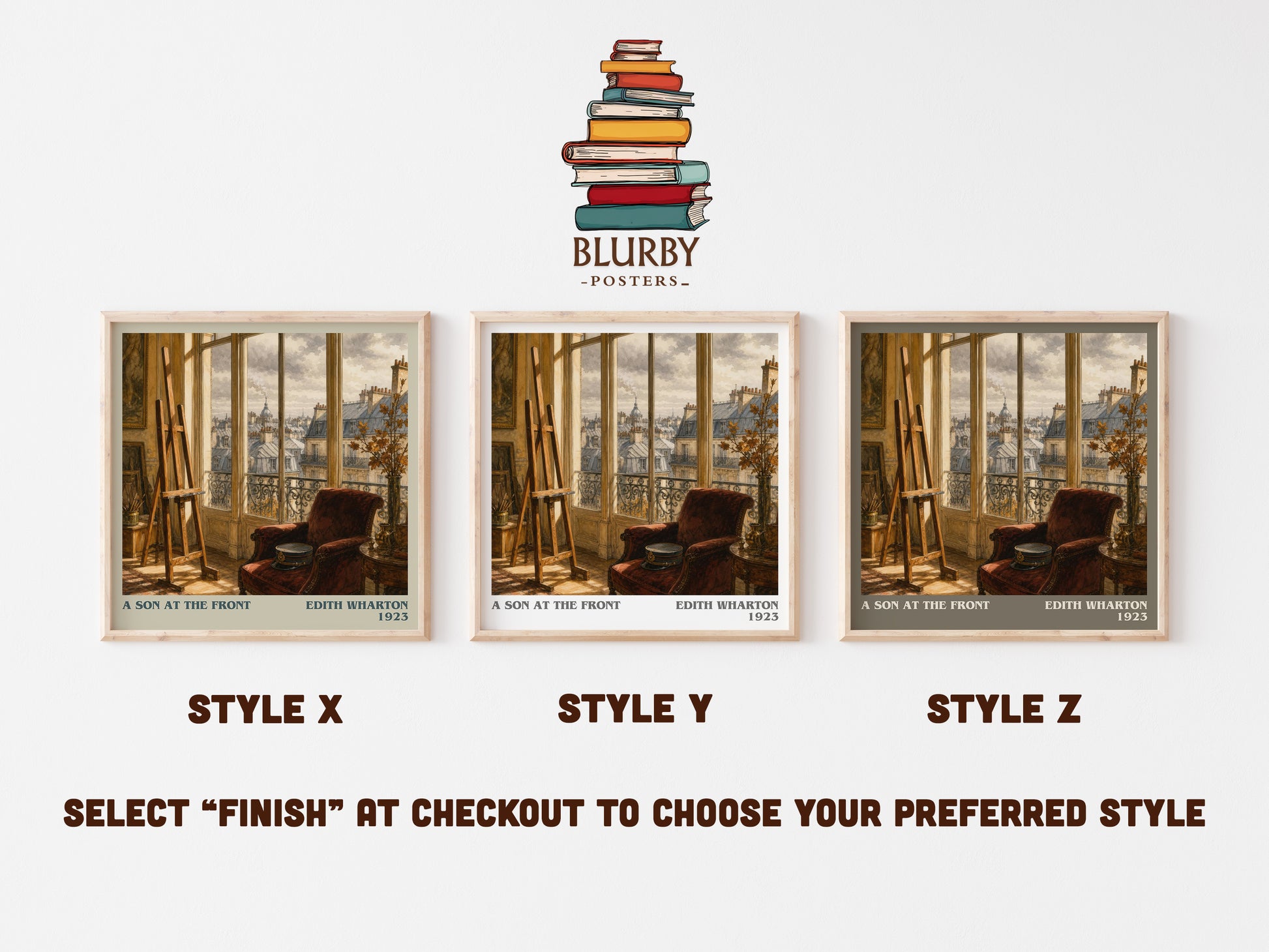 A Son At The Front literary print in frame leaning in hallway – literary fiction wall art