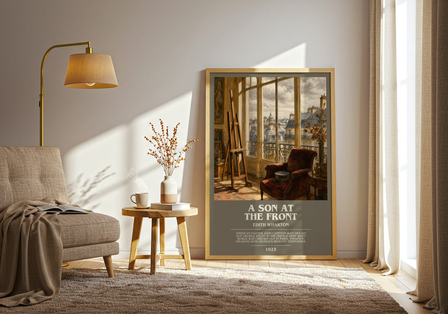 A Son At The Front bookish print on bookshelf – Edith Wharton fan gift
