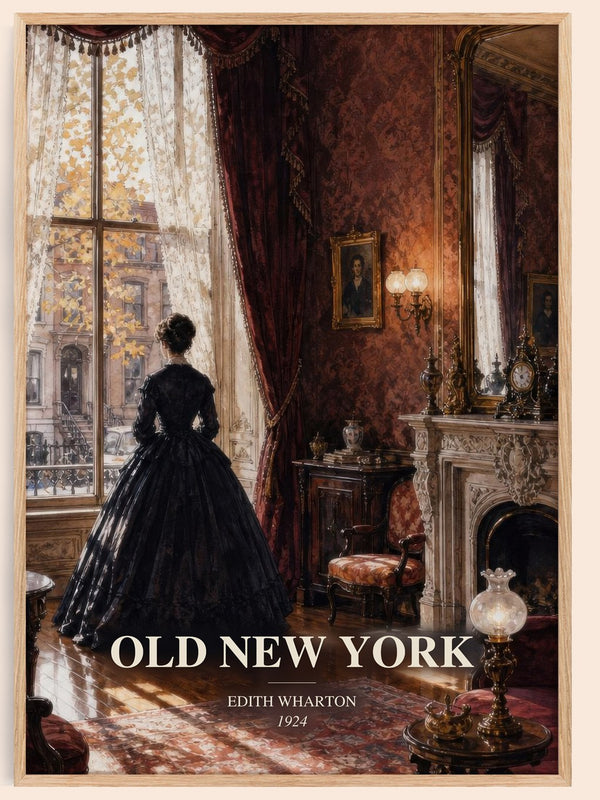 Old New York watercolour book poster by Edith Wharton – framed literary art print