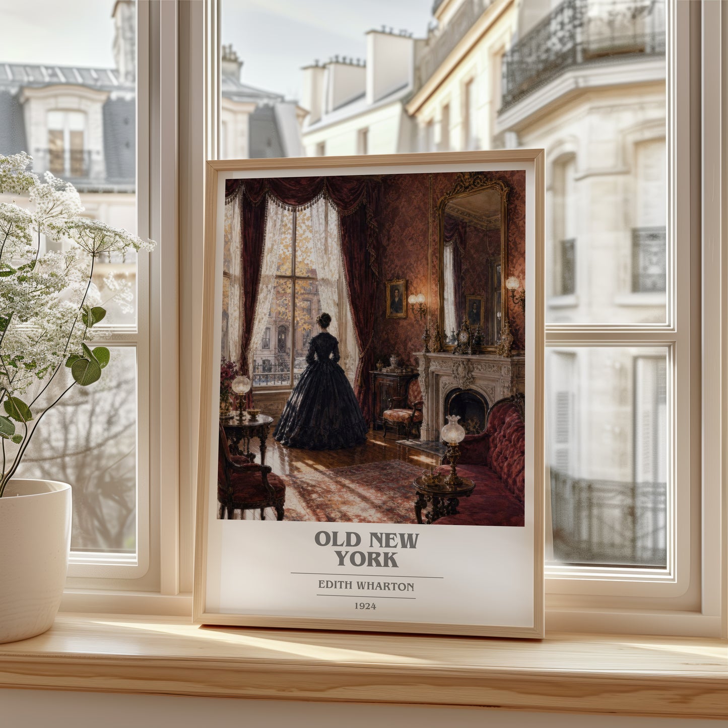 Old New York book cover poster colour and style options – Edith Wharton book art