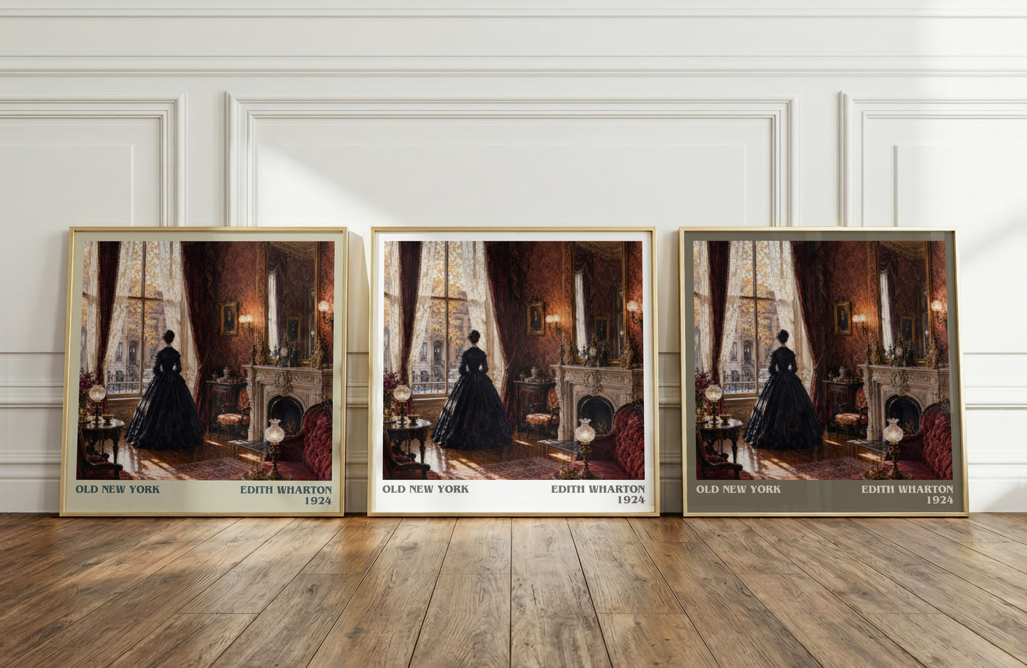 Old New York literary art print colour and style options – Edith Wharton book art