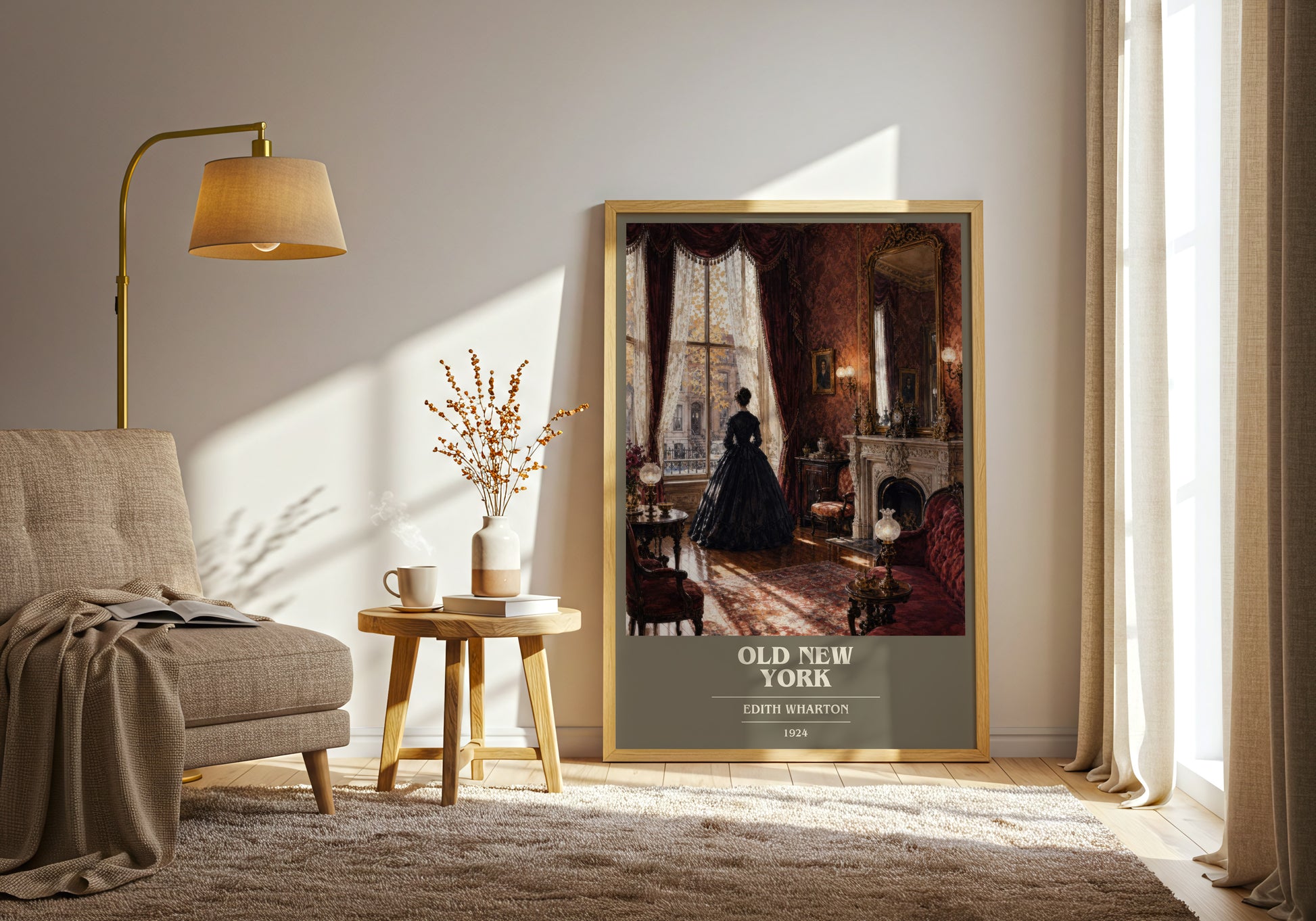 Old New York book cover print on bookshelf – Edith Wharton fan gift